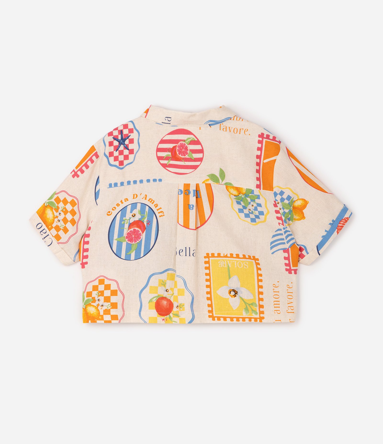 Camisa em Viscolinho com Estampa de Selos Curve & Plus Size Bege 6