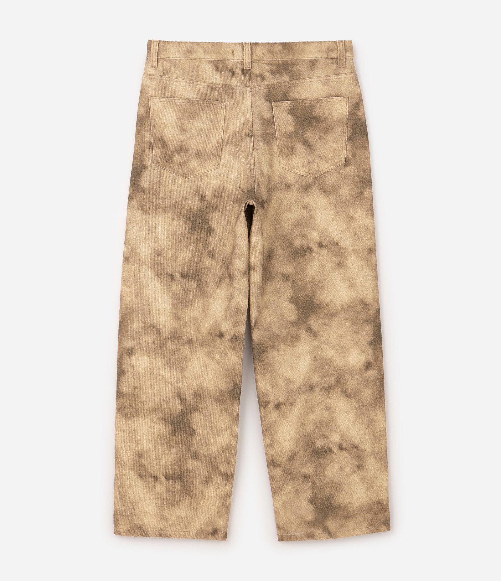 Calça em Sarja Super Baggy com Estampa Abstrata Bege 6