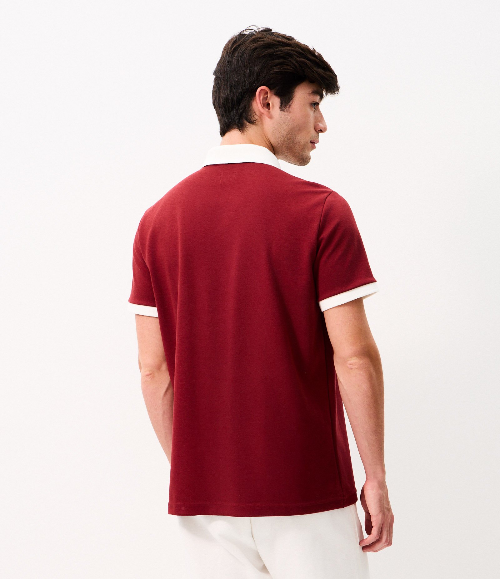 Polo Manga Curta Algodão Brasão Texturizado Vermelho 3