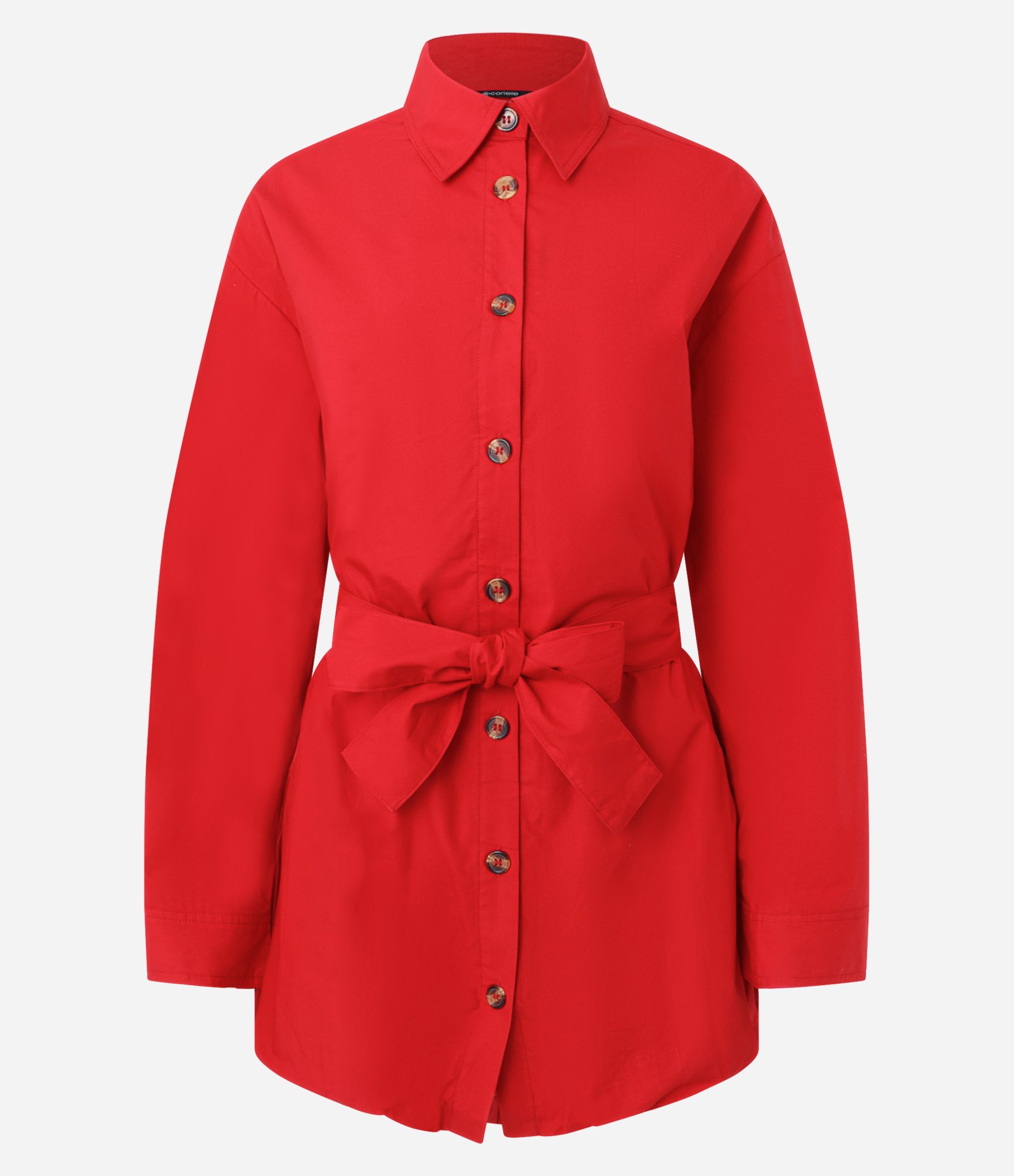 Vestido Balonê em Algodão com Faixa para Amarração Vermelho 1