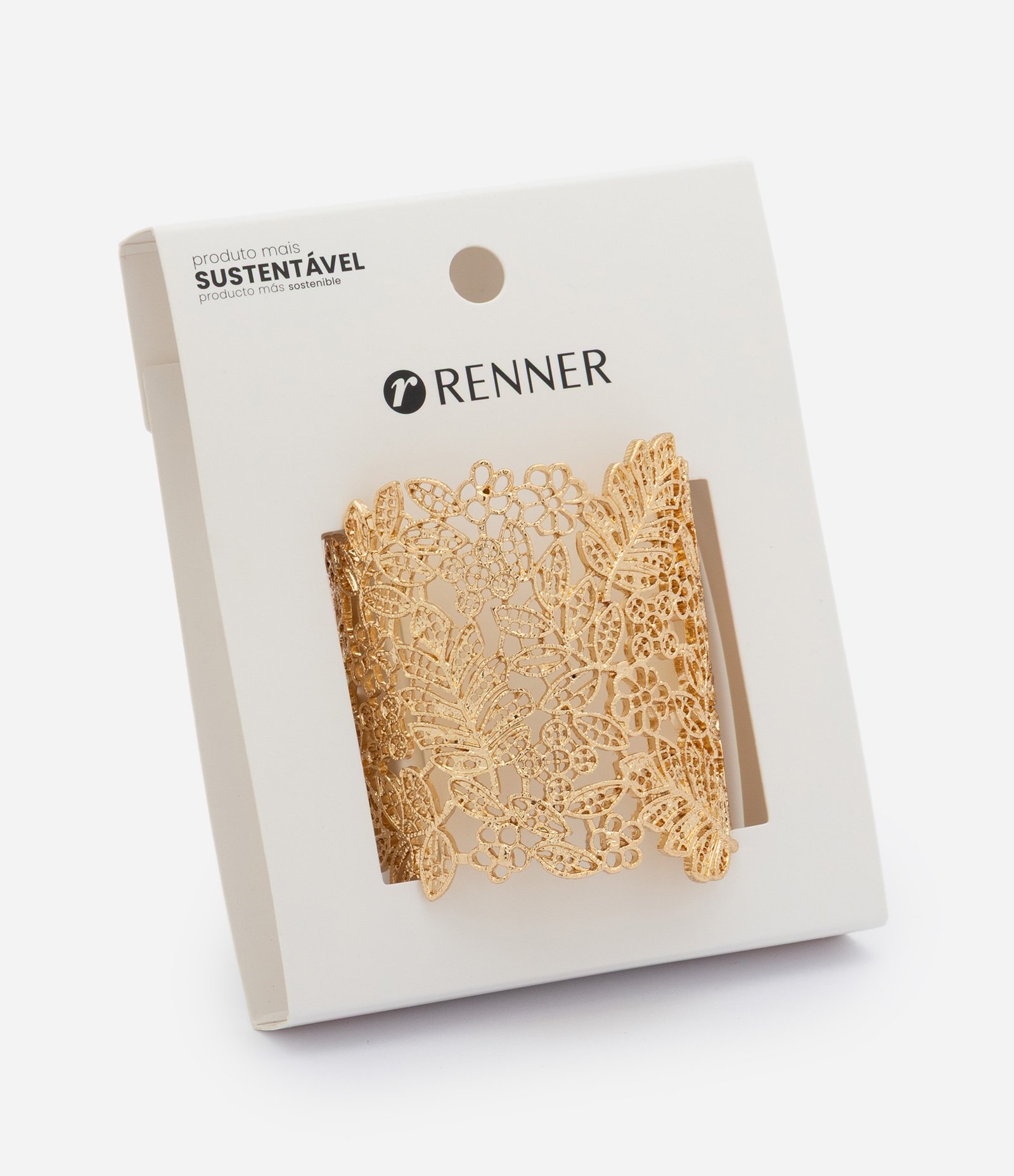 Bracelete Rendado com Desenho Floral Dourado 1