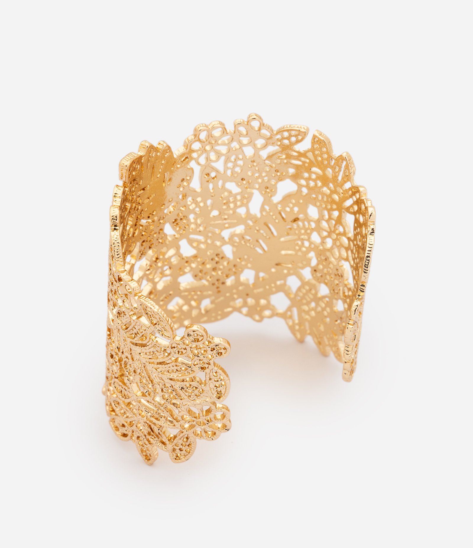 Bracelete Rendado com Desenho Floral Dourado 2