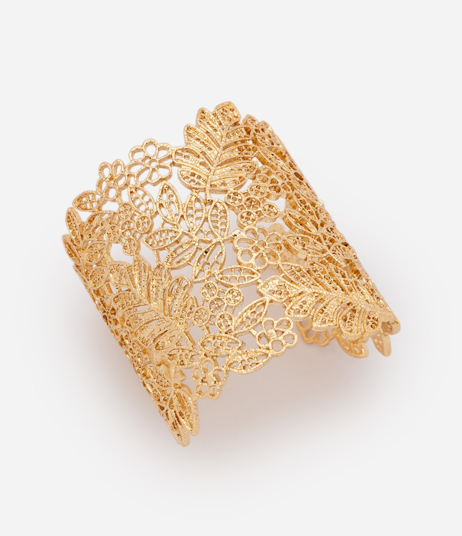 Bracelete Rendado com Desenho Floral Dourado 3