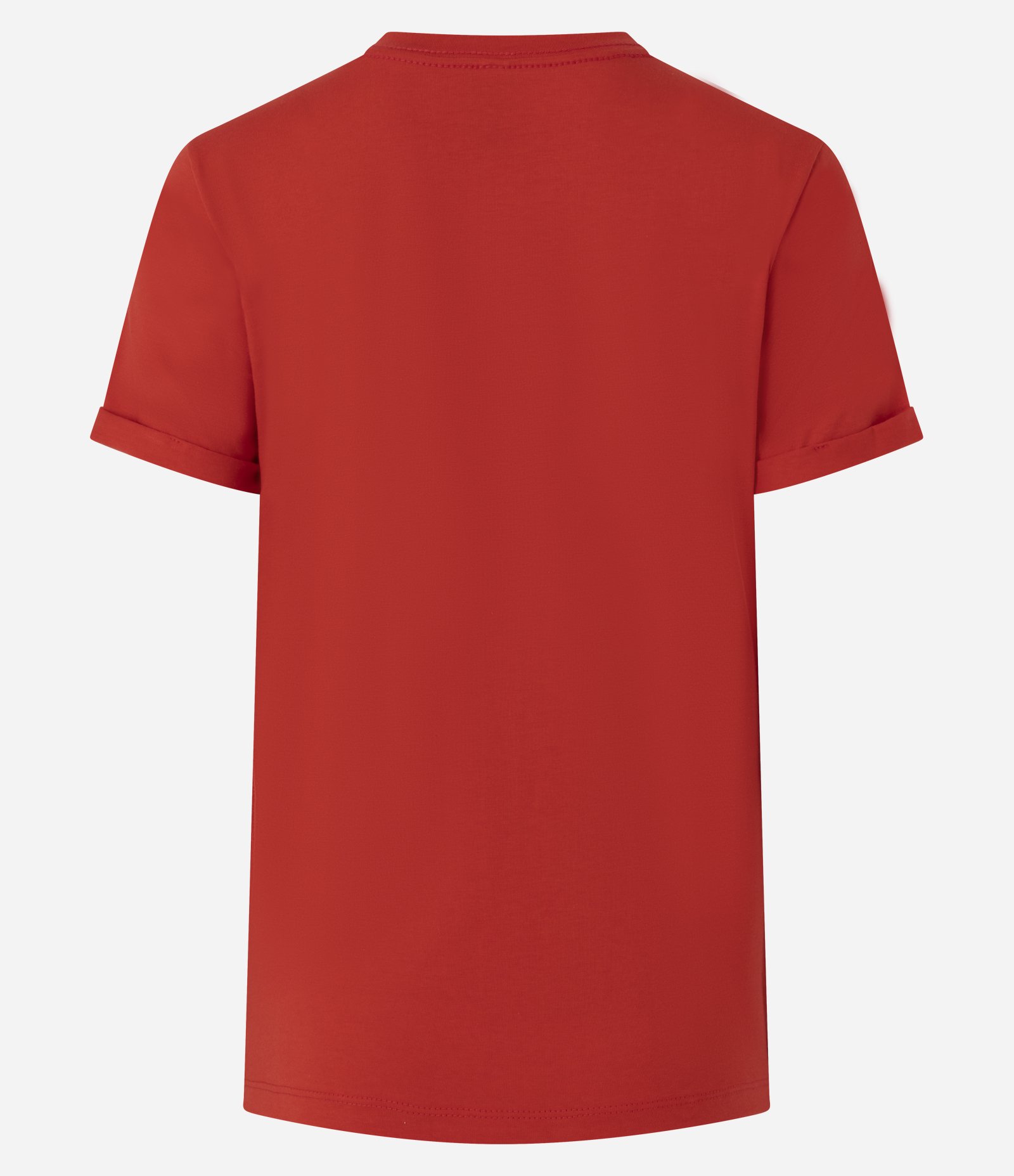 Camiseta Regular em Algodão com Manga Dobrada Laranja 2