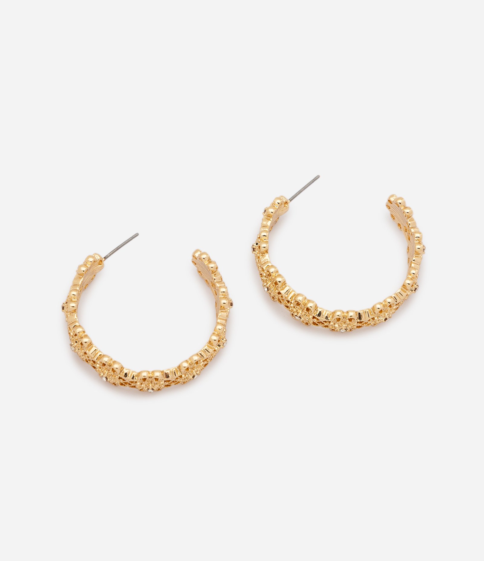 Argola com Detalhes Inspirados em Renda Dourado 3