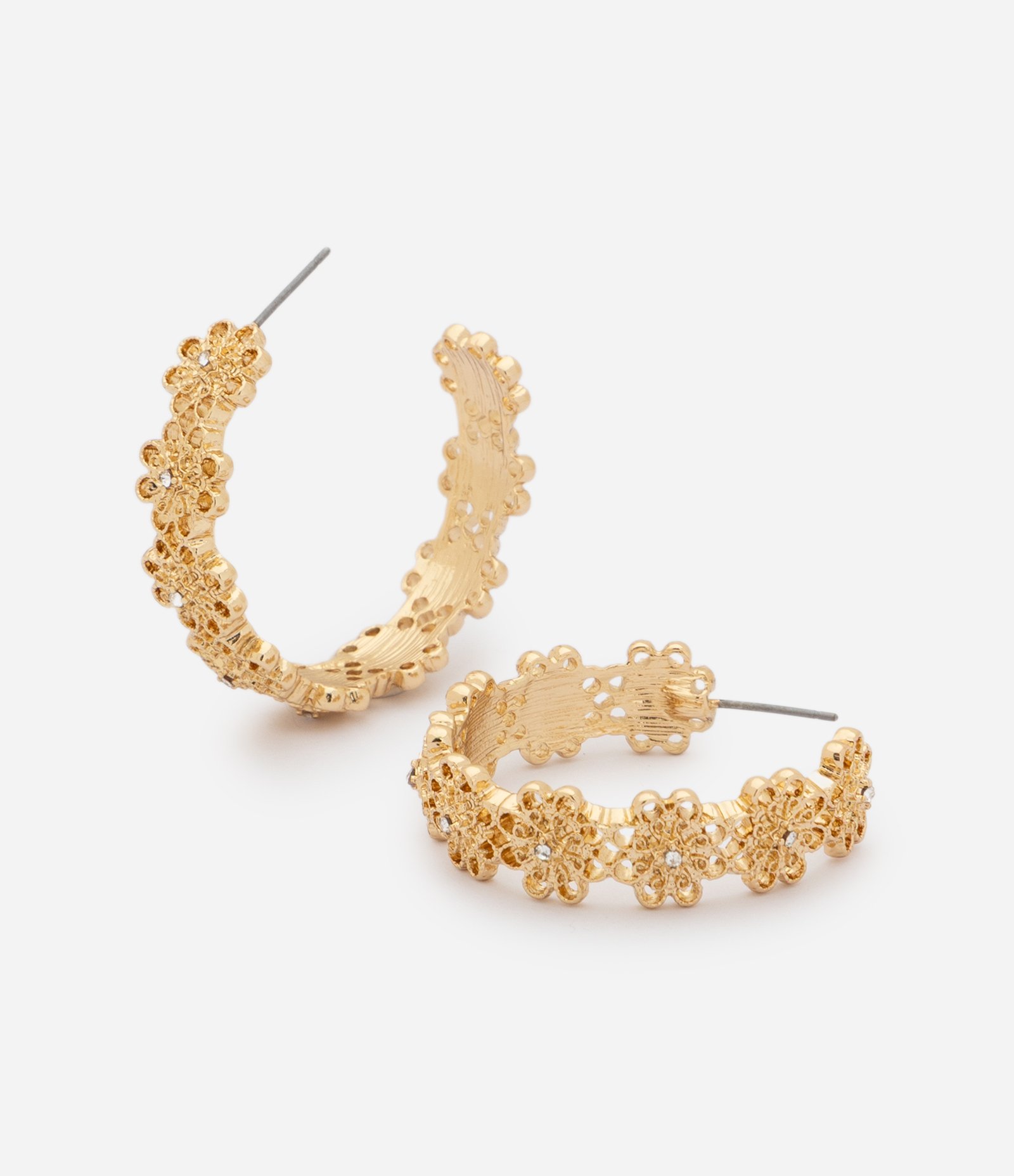 Argola com Detalhes Inspirados em Renda Dourado 4