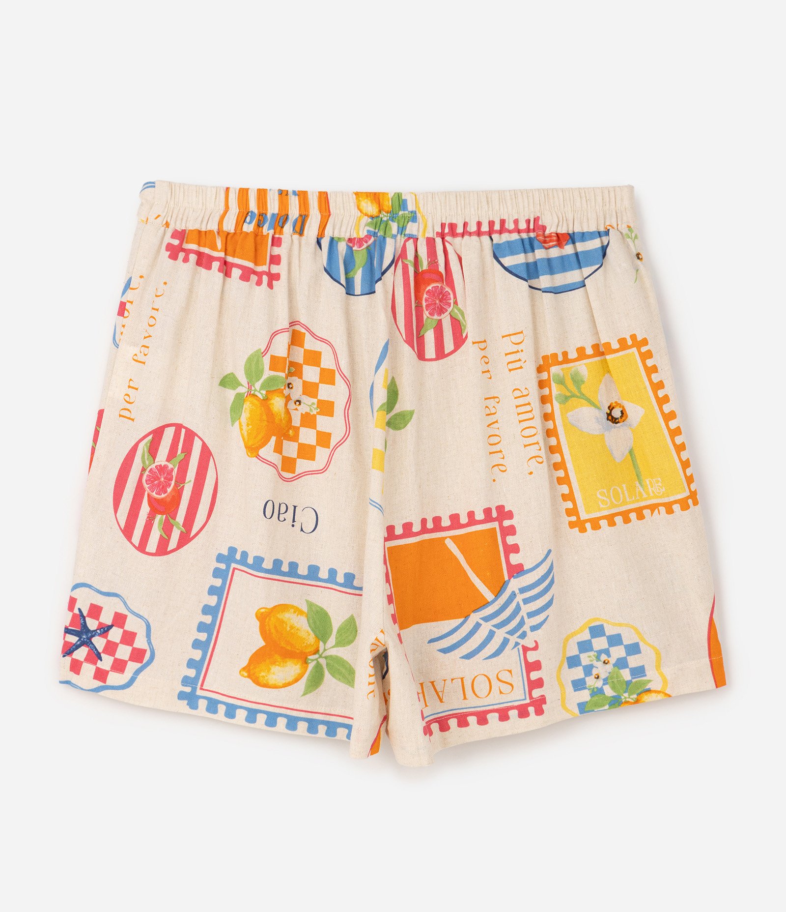 Short Saia em Viscolinho com Estampa de Selos Curve & Plus Size Bege 6