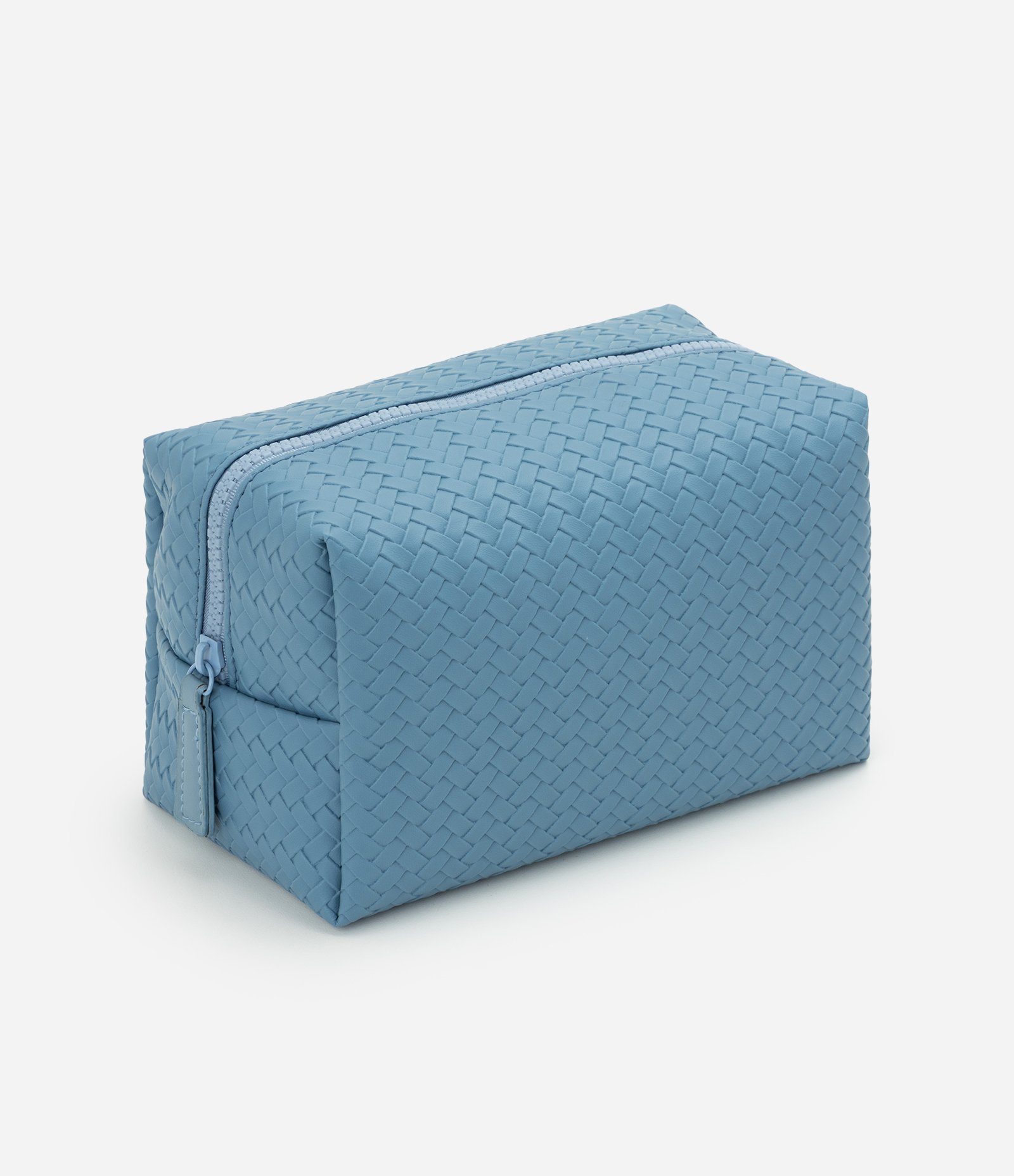 Necessaire Retangular Média com Textura Trançada Azul 1