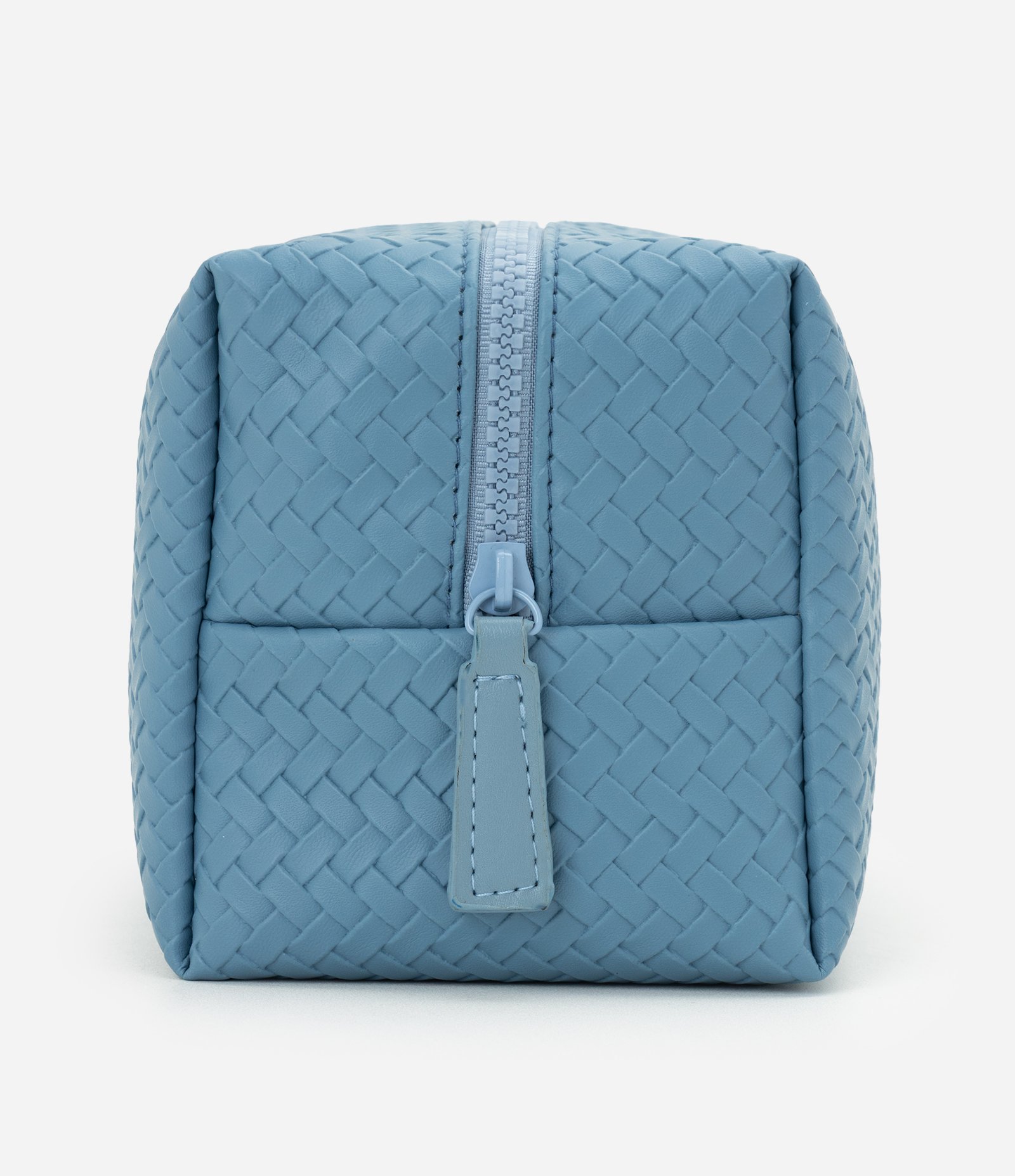 Necessaire Retangular Média com Textura Trançada Azul 2