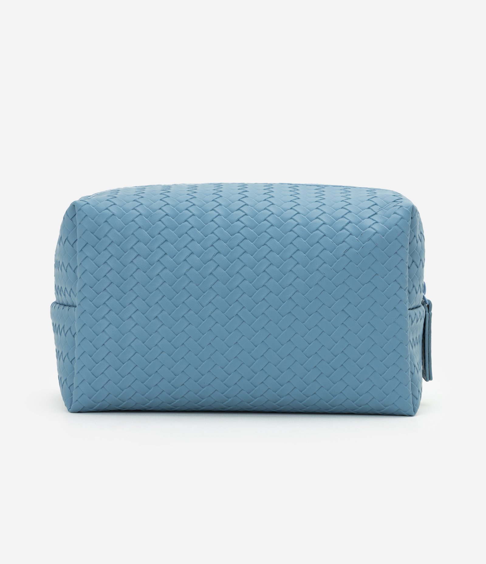 Necessaire Retangular Média com Textura Trançada Azul 3