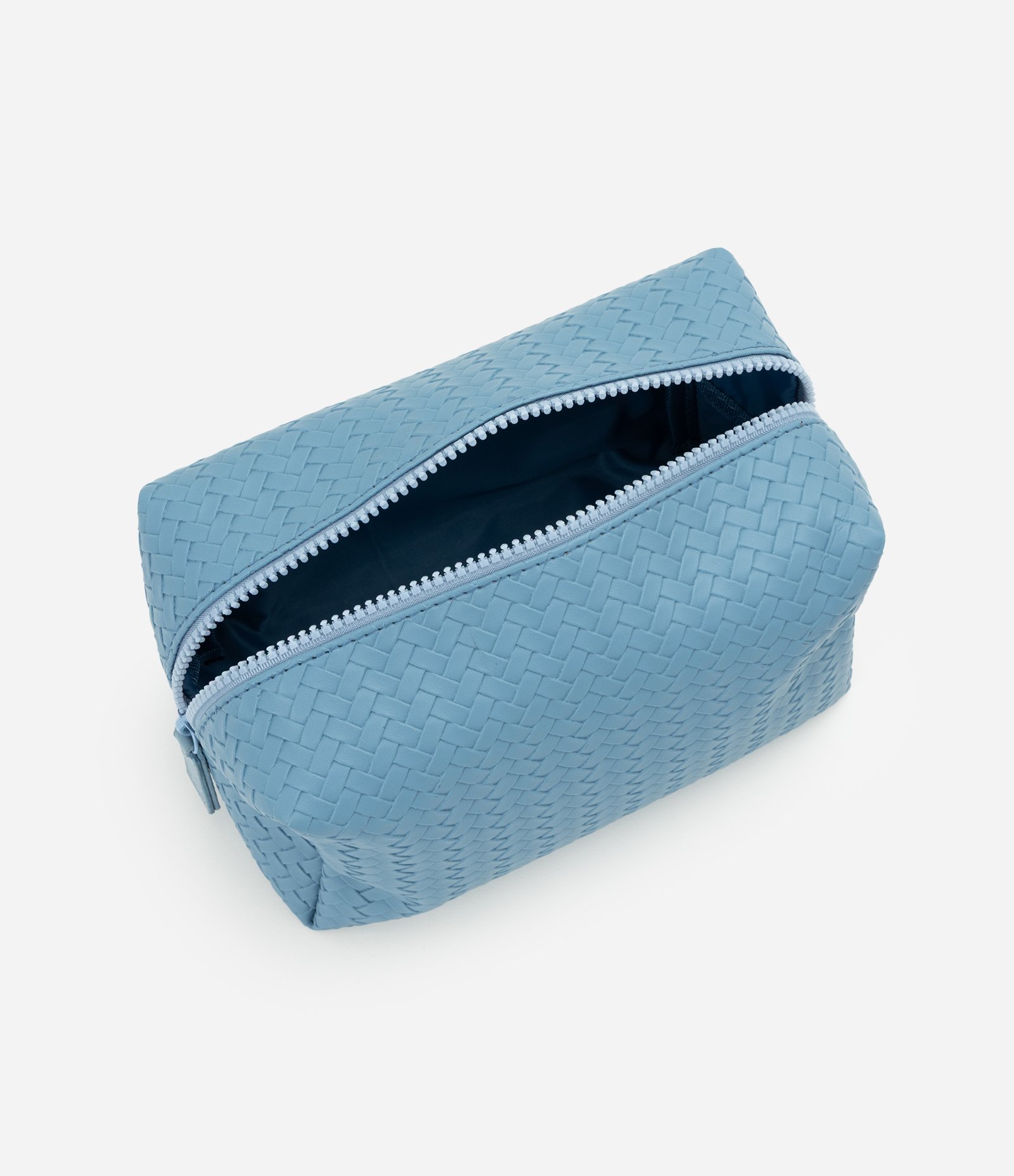 Necessaire Retangular Média com Textura Trançada Azul 5