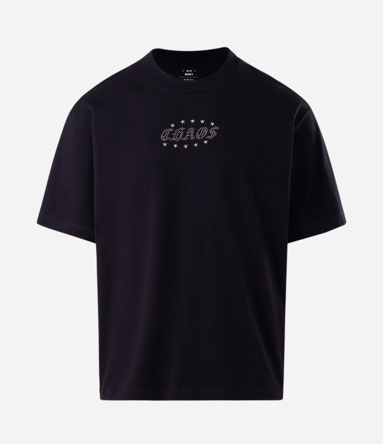 Camiseta Boxy em Algodão com Estampa Chaos e Estrelas Preto 5