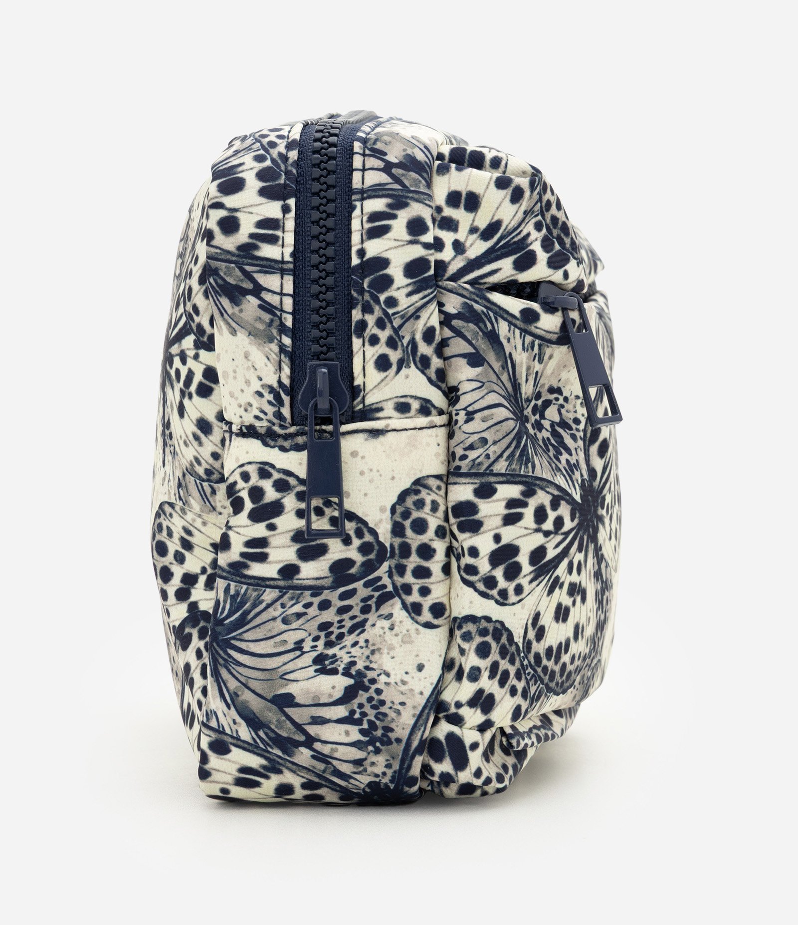 Necessaire Retangular Pequena com Estampa de Borboletas Azul 2