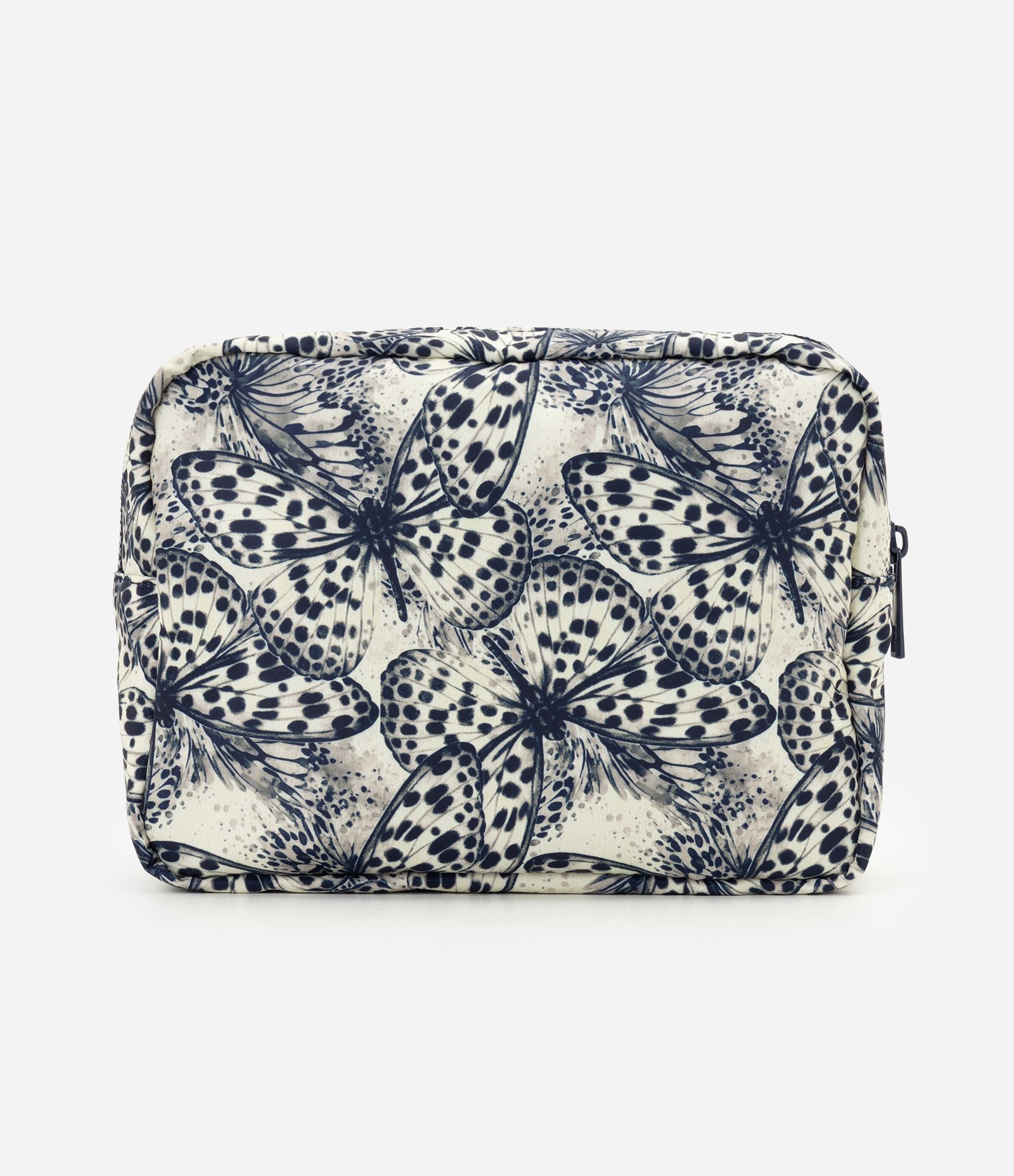 Necessaire Retangular Pequena com Estampa de Borboletas Azul 3