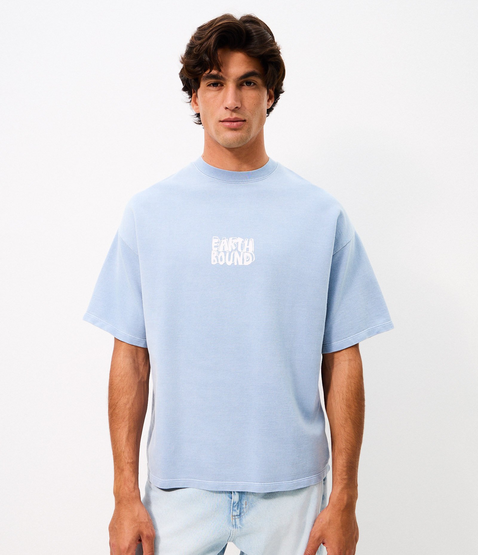 Camiseta Oversized em Algodão Estonada com Lettering Earthbound Azul 4