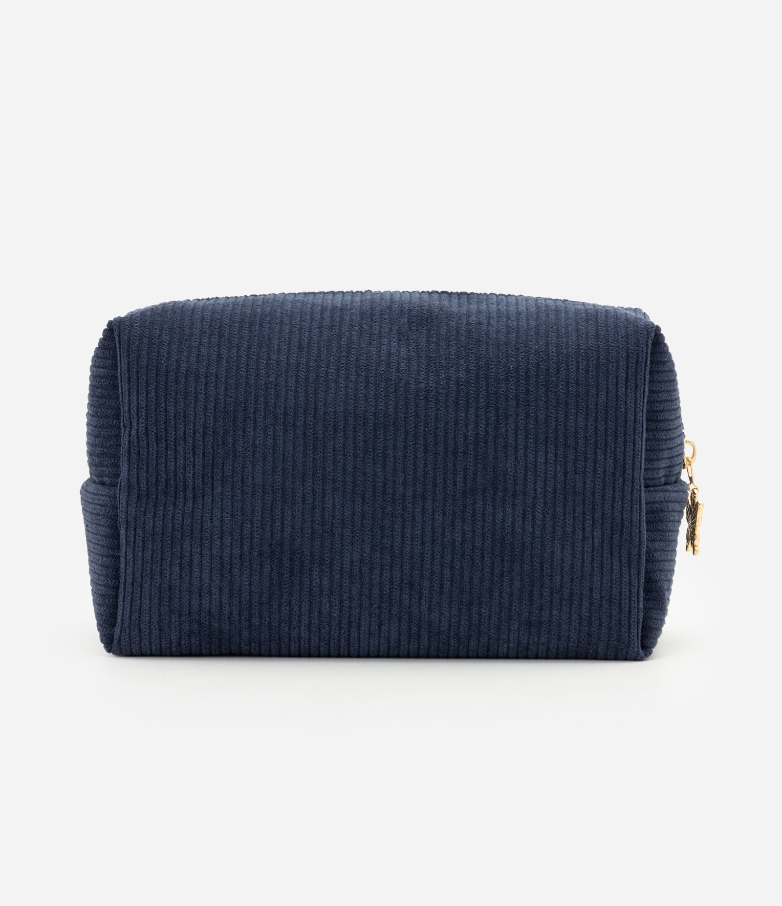 Necessaire Retangular Média em Veludo Cotelê Azul 2