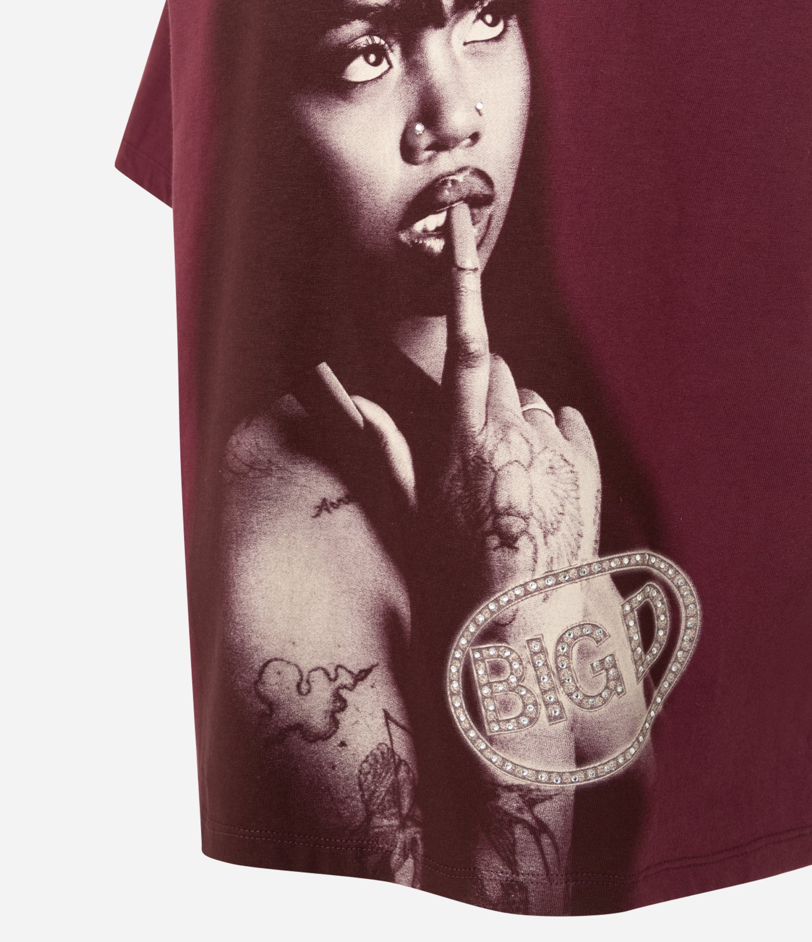 Camiseta Boxy em Algodão com Estampa Duquesa e Lettering nas Costas Vinho 6