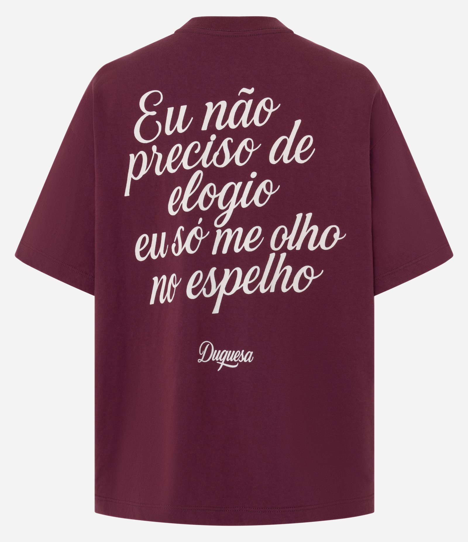 Camiseta Boxy em Algodão com Estampa Duquesa e Lettering nas Costas Vinho 9