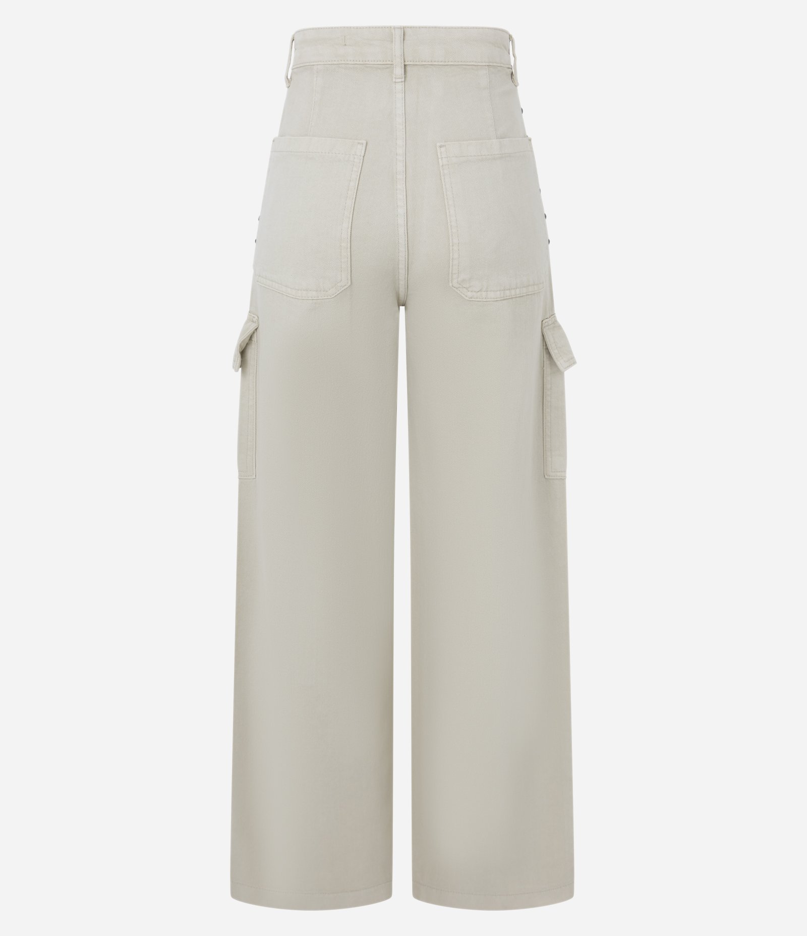Calça Cargo Wide Leg em Sarja com Cintura Alta e Tachas Off White 7