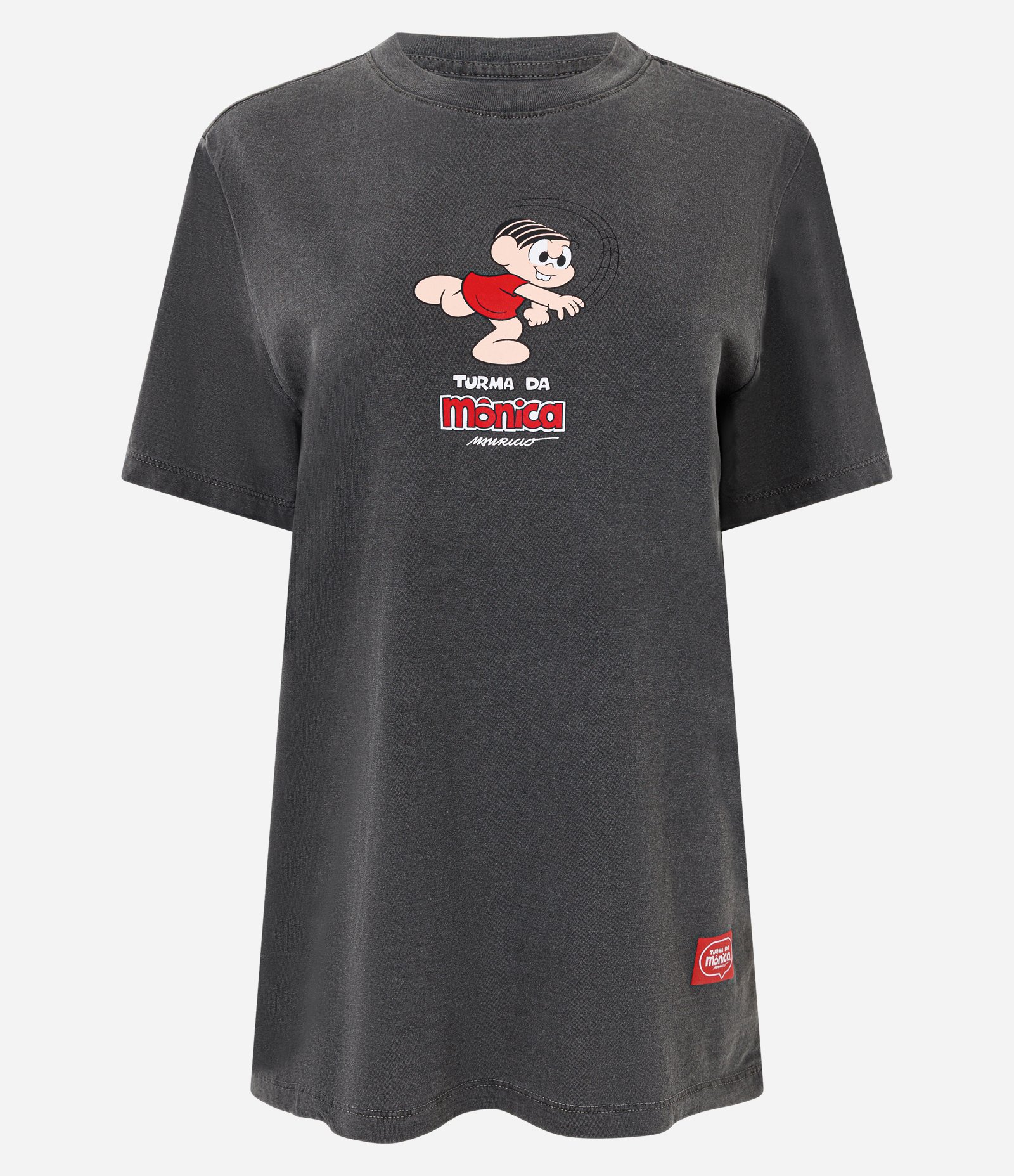 Camiseta Boxy Lavado em Algodão com Turma da Mônica Estampada Preto 5