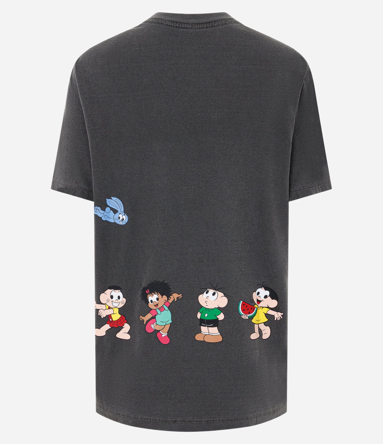 Camiseta Boxy Lavado em Algodão com Turma da Mônica Estampada Preto 6