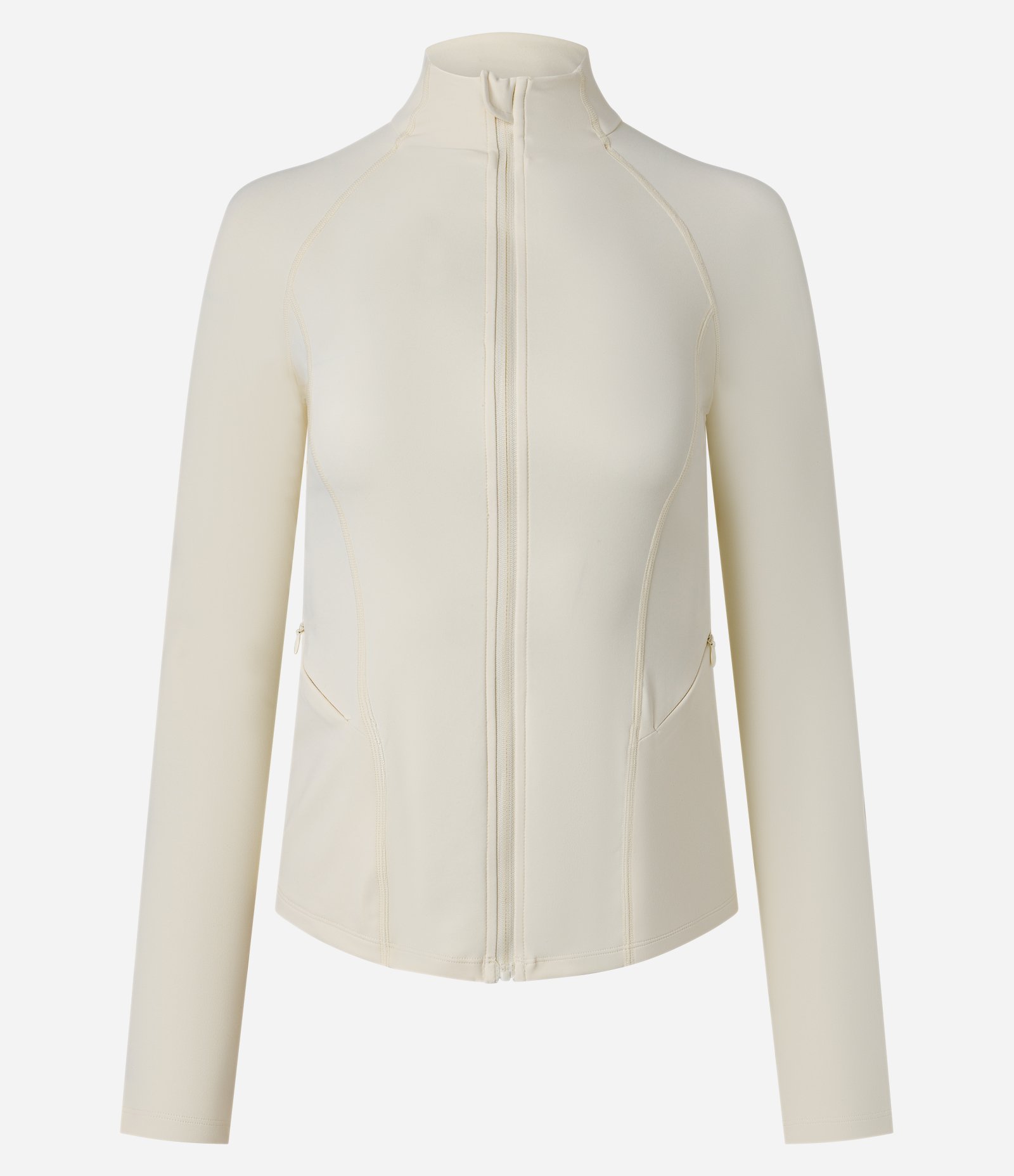 Jaqueta Esportiva Ajustada em Microfibra com Bolso Creme 3