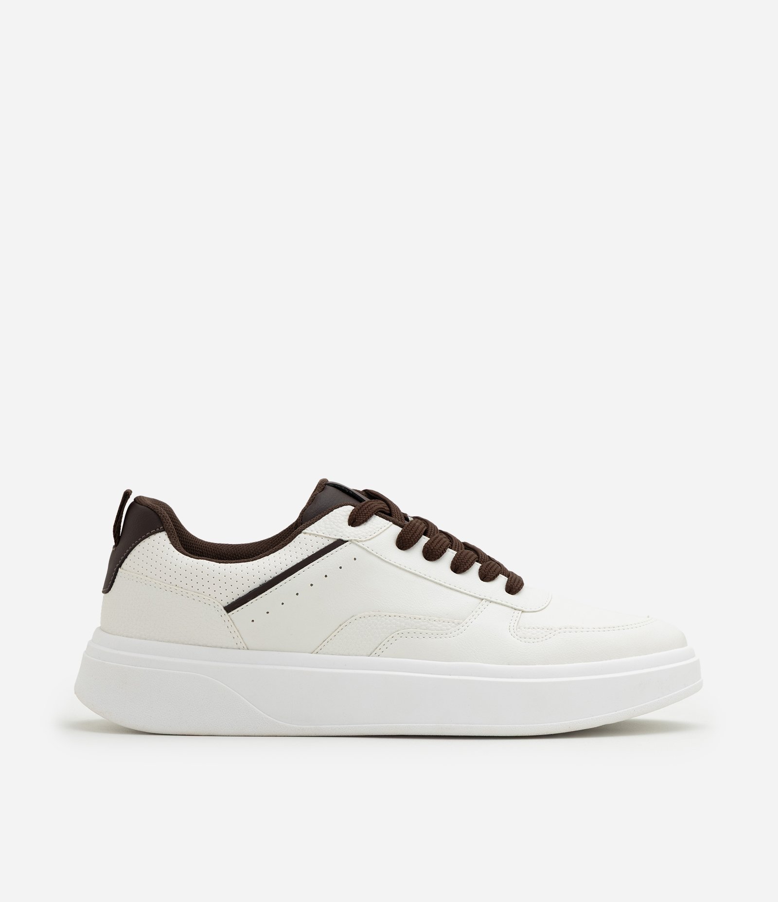Tênis em PU Casual com Recortes Off White 3