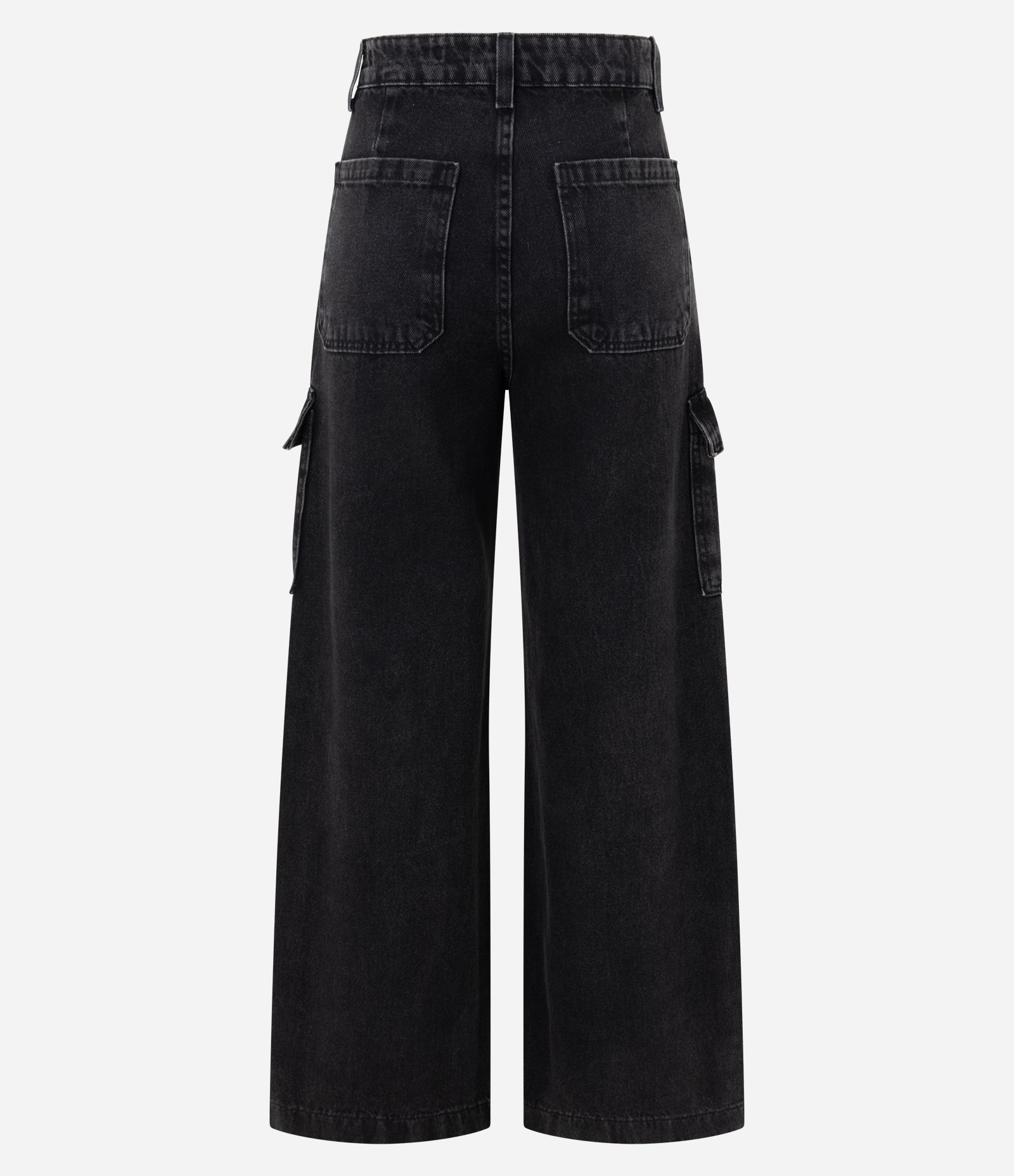 Calça Wide Leg Jeans com Cintura Alta e Tachas Preto 7