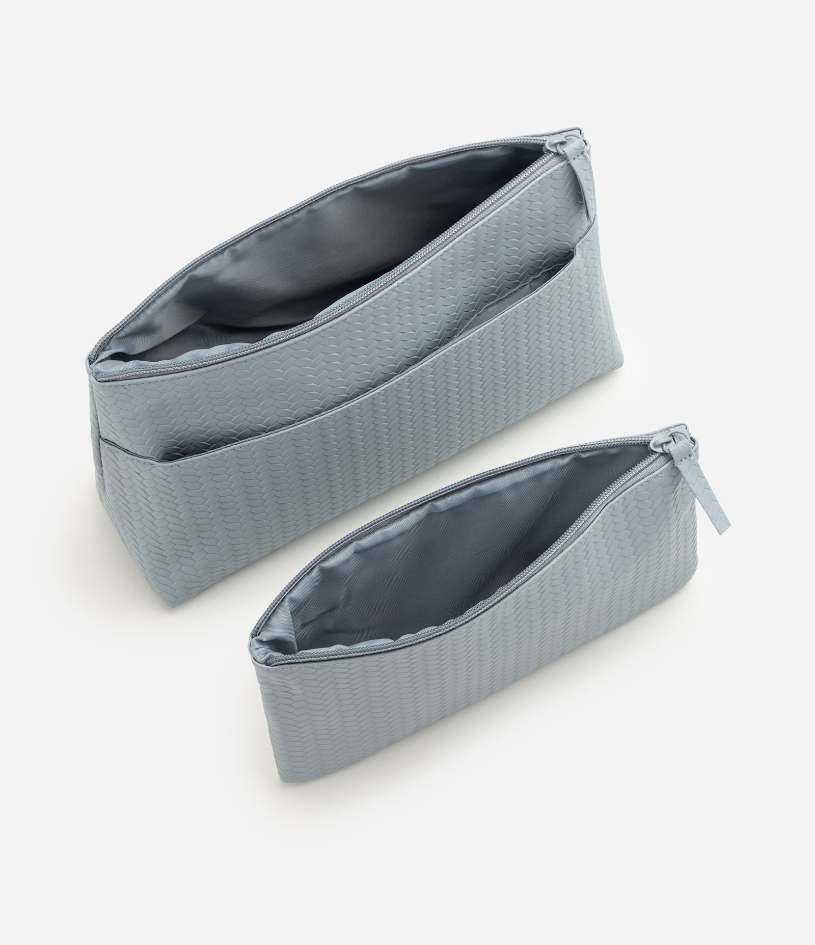Kit de 2 Necessaires em PU Texturizado Azul 4