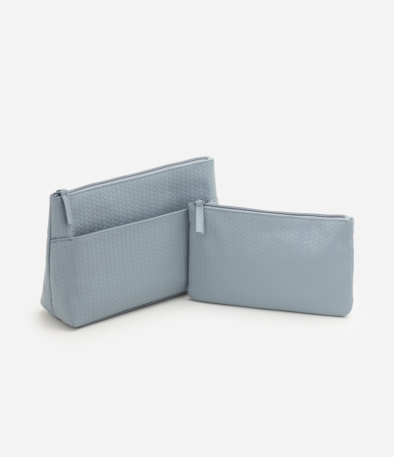 Kit de 2 Necessaires em PU Texturizado Azul 5