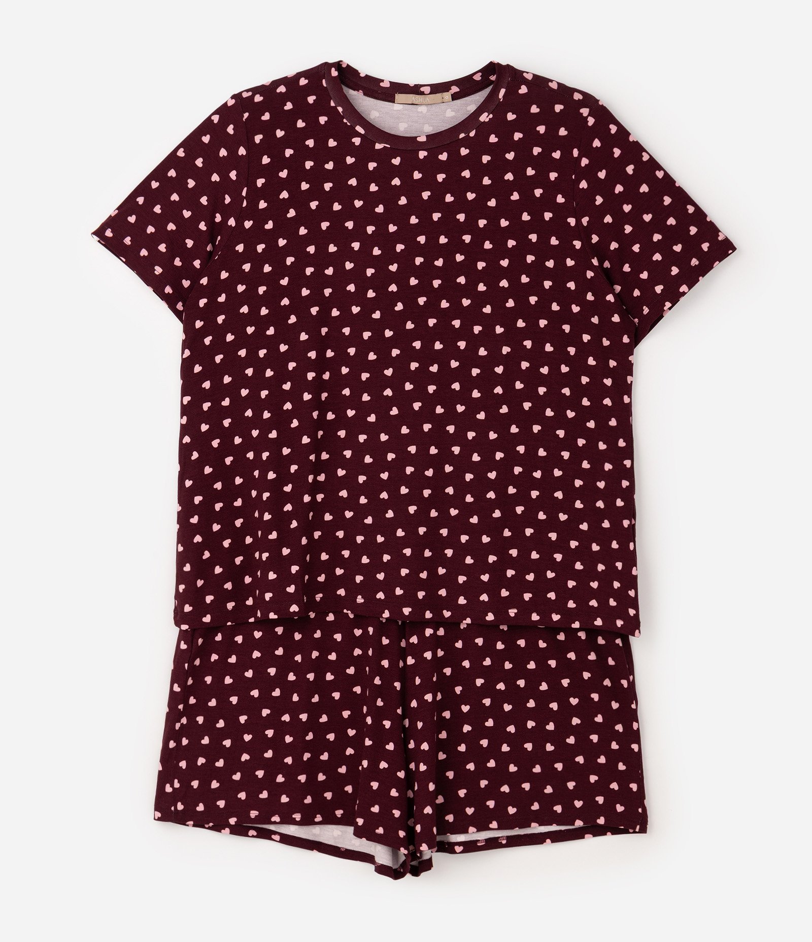 Pijama em Viscolycra com Estampa de Corações Curve & Plus Size Vermelho 5