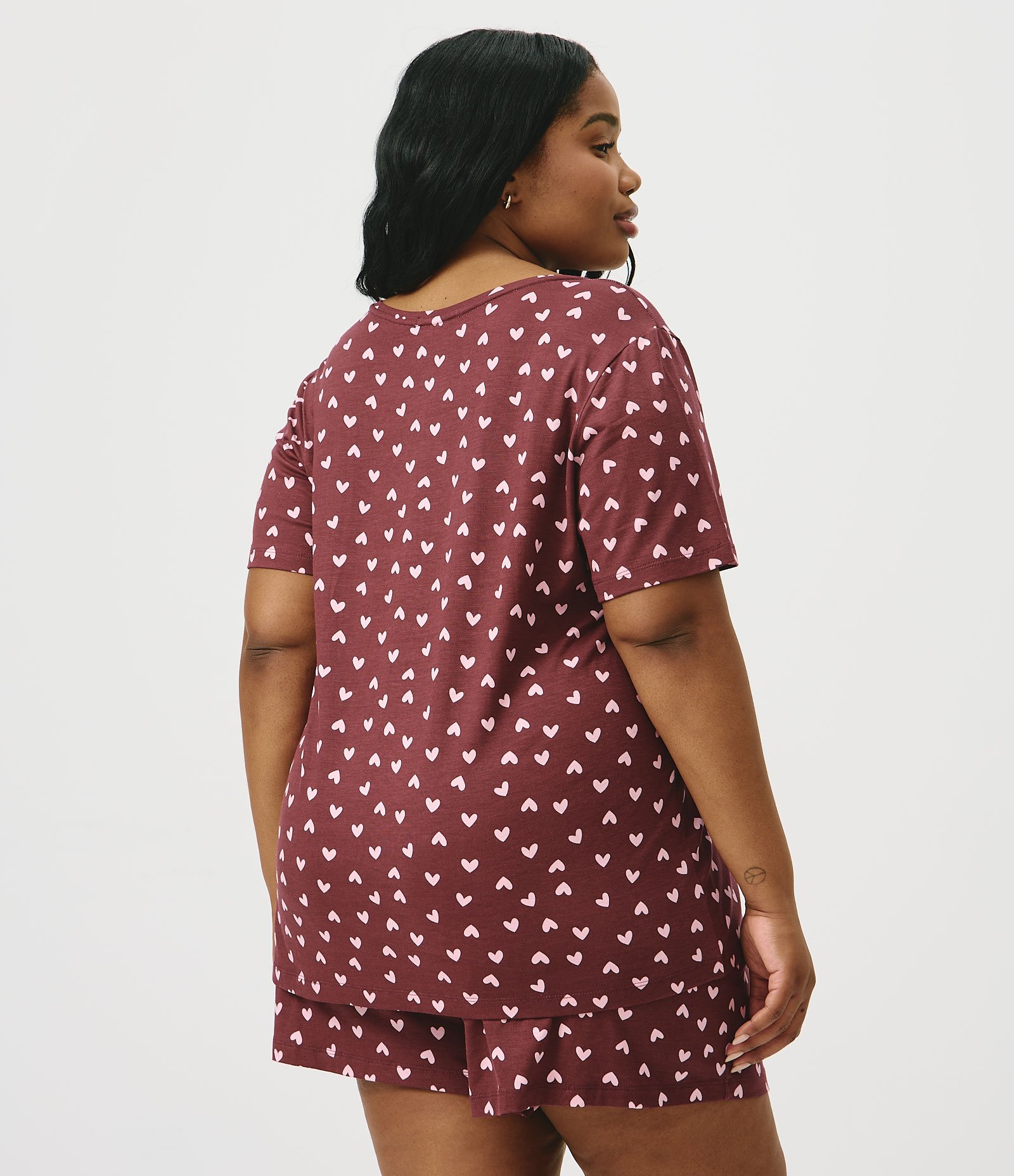 Pijama em Viscolycra com Estampa de Corações Curve & Plus Size Vermelho 4