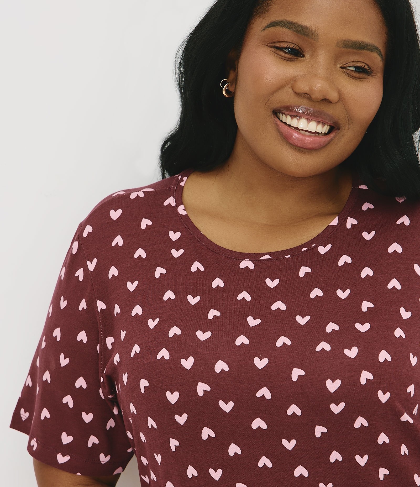 Camisola em Viscolycra com Estampa de Corações Curve & Plus Size Vermelho 2