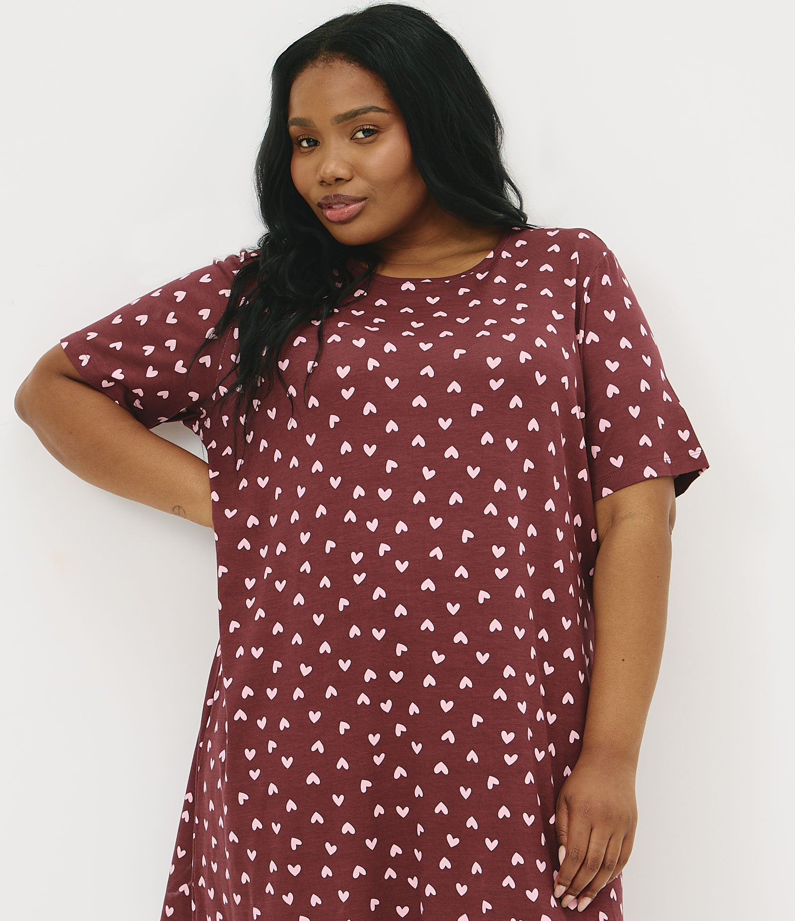 Camisola em Viscolycra com Estampa de Corações Curve & Plus Size Vermelho 3