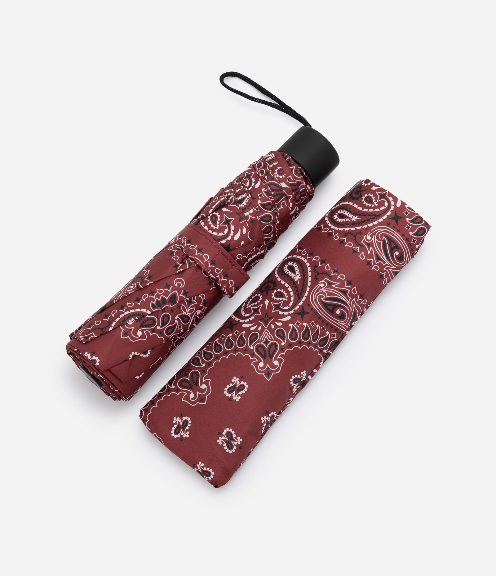 Sombrinha com Proteção UV e Estampa Paisley Vermelho 3
