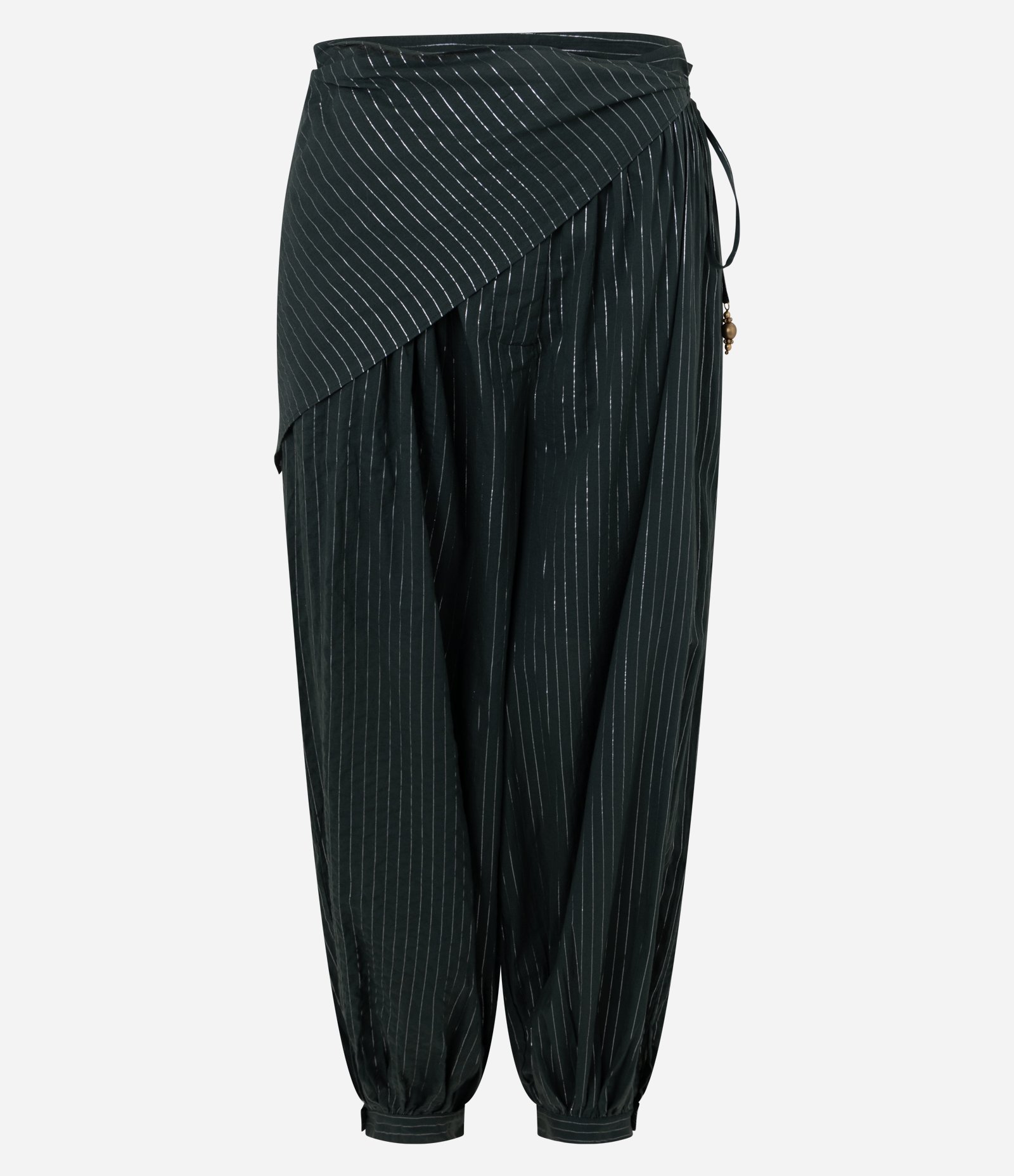 Calça Aladim em Algodão com Lenço Sobreposto Verde 5