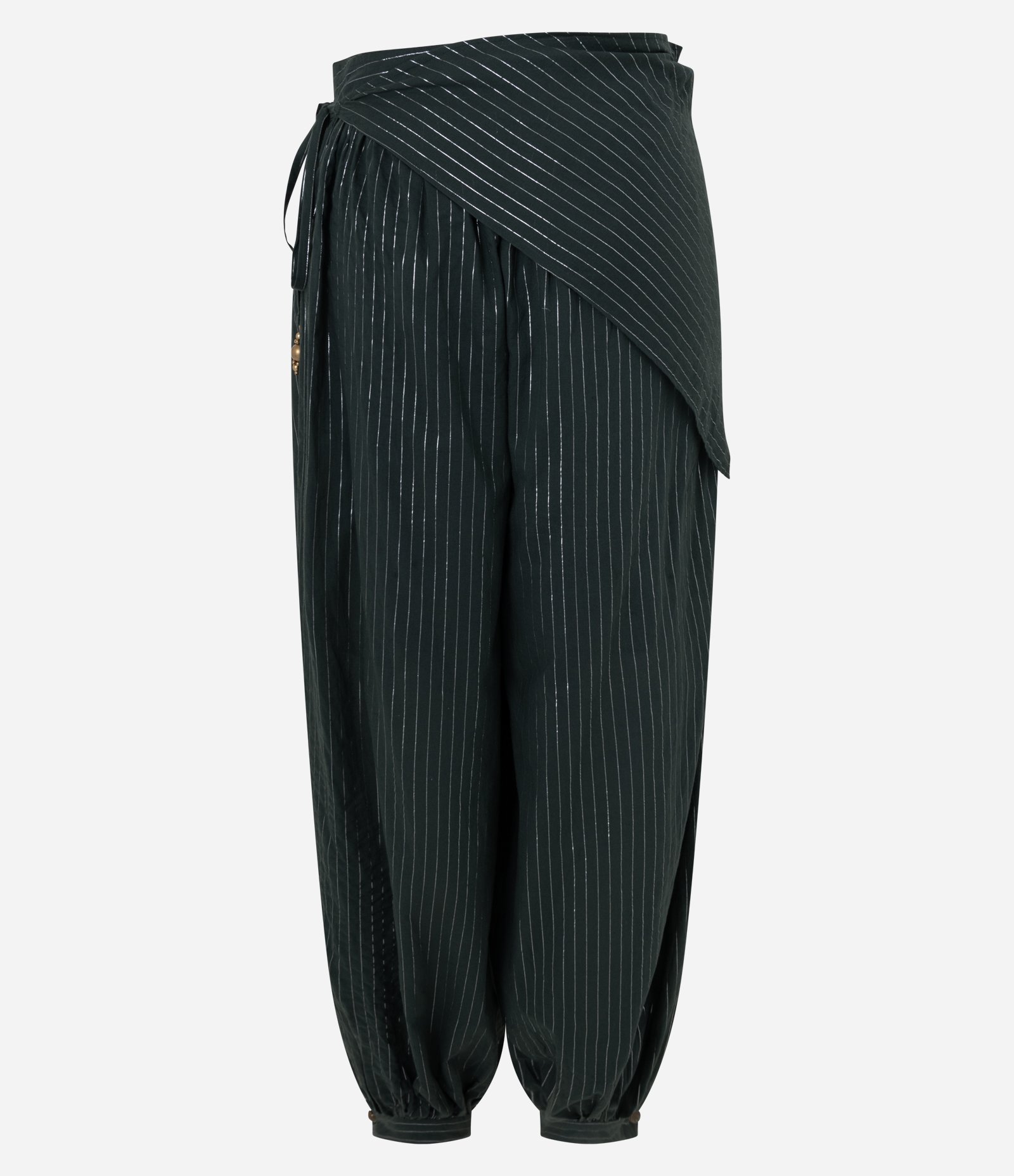 Calça Aladim em Algodão com Lenço Sobreposto Verde 7