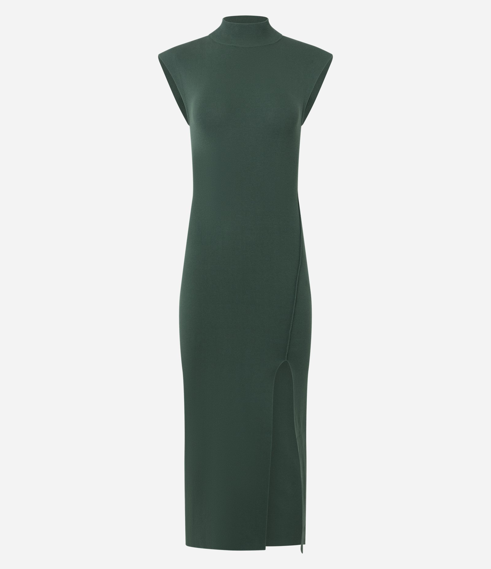 Vestido Midi em Tricô com Gola Alta e Fenda Verde 5