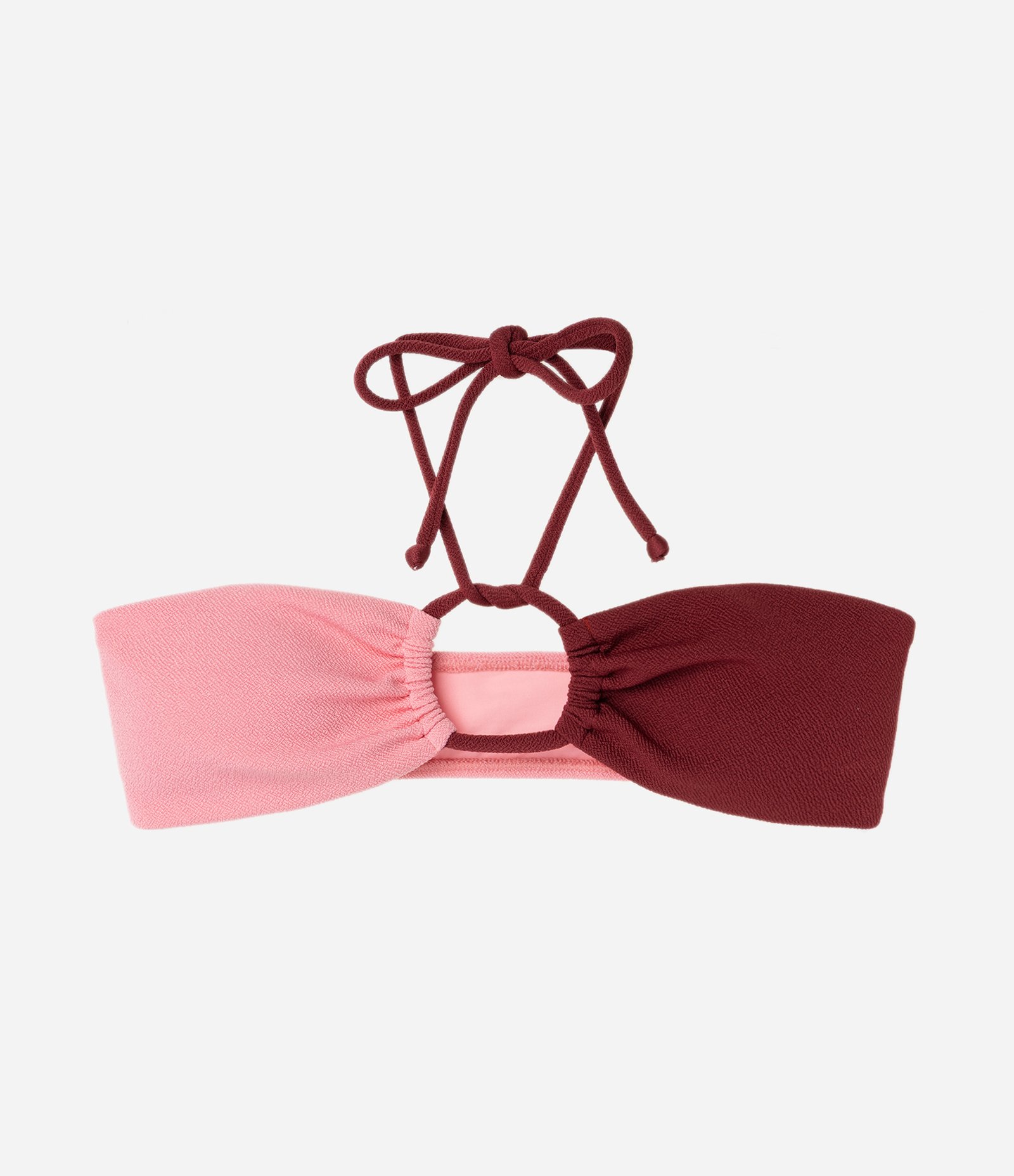 Biquíni Top Bandeau em Crepe com Estampa Color Block Rosa/Vermelho 5