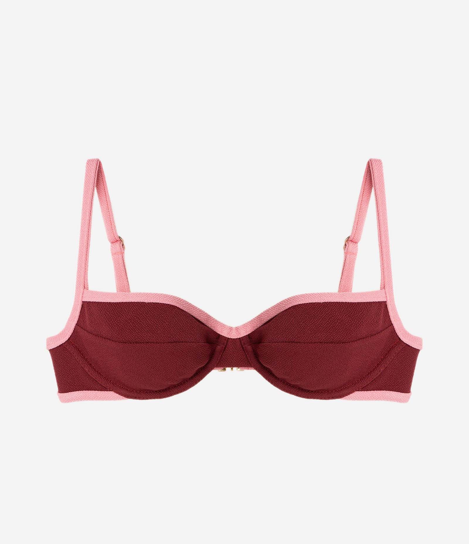 Biquíni Top Meia Taça em Crepe com Viés Contrastante Vermelho/Rosa 1