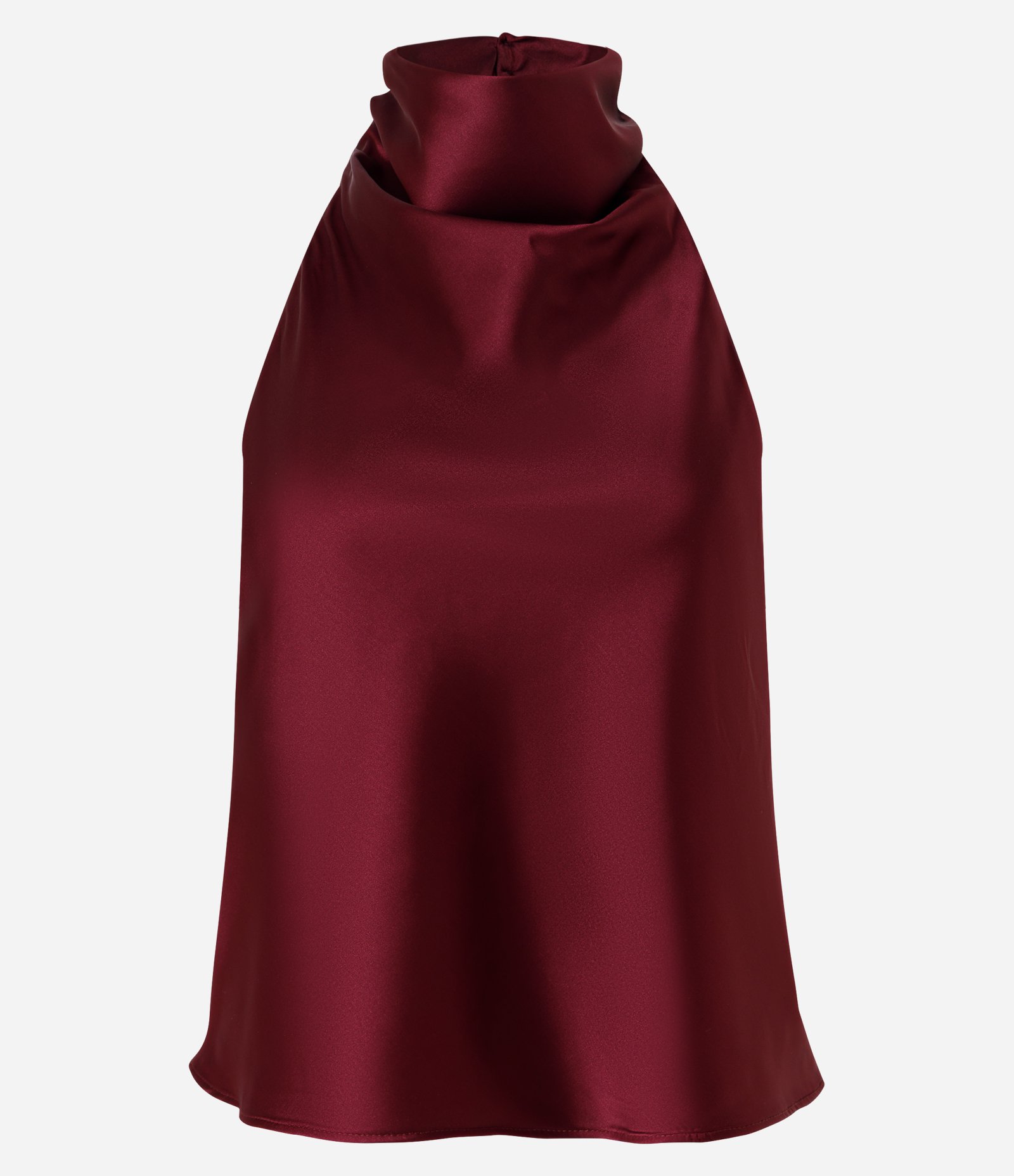 Blusa Frente Única em Cetim com Decote Degagê Vinho 1