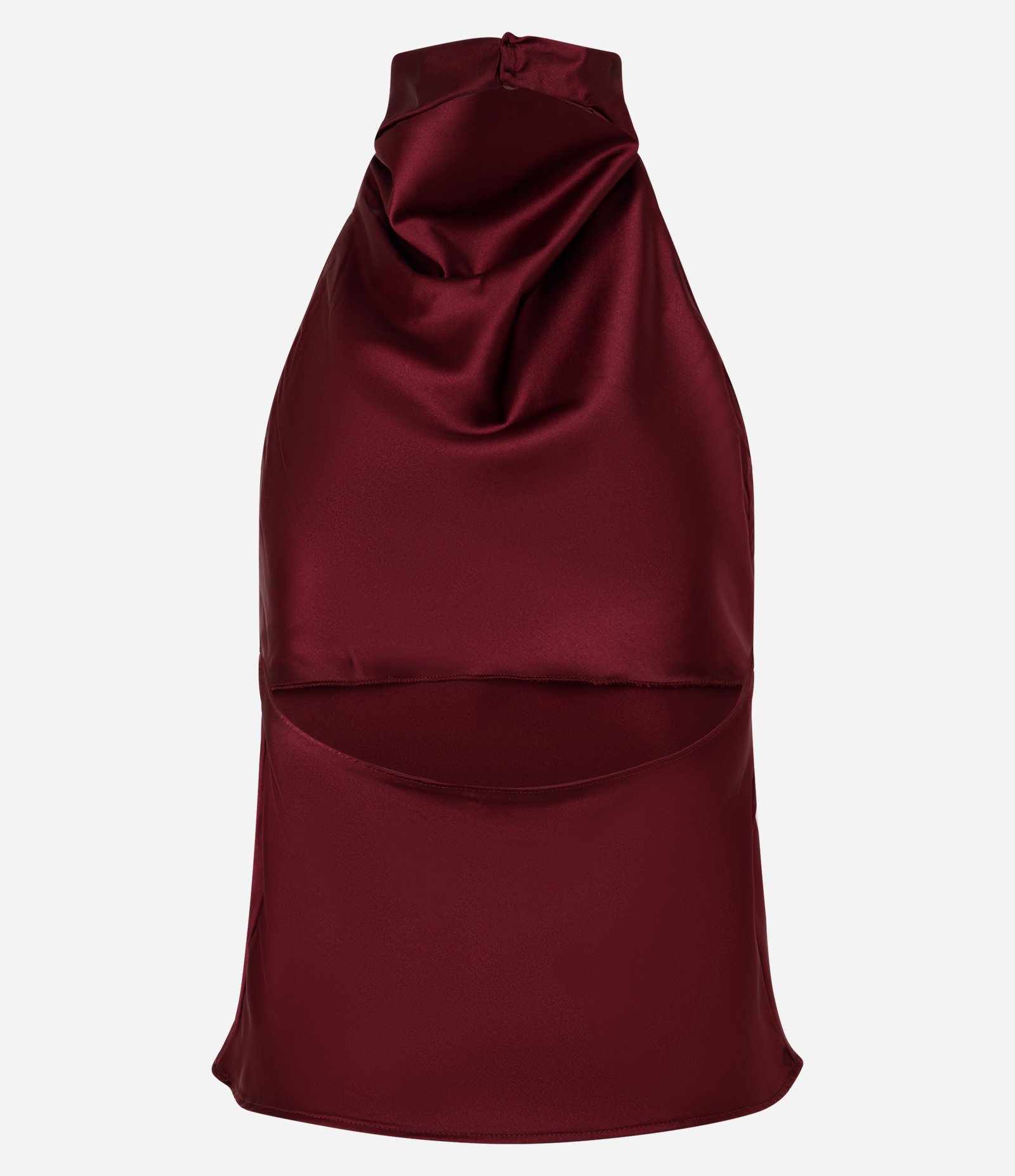 Blusa Frente Única em Cetim com Decote Degagê Vinho 2