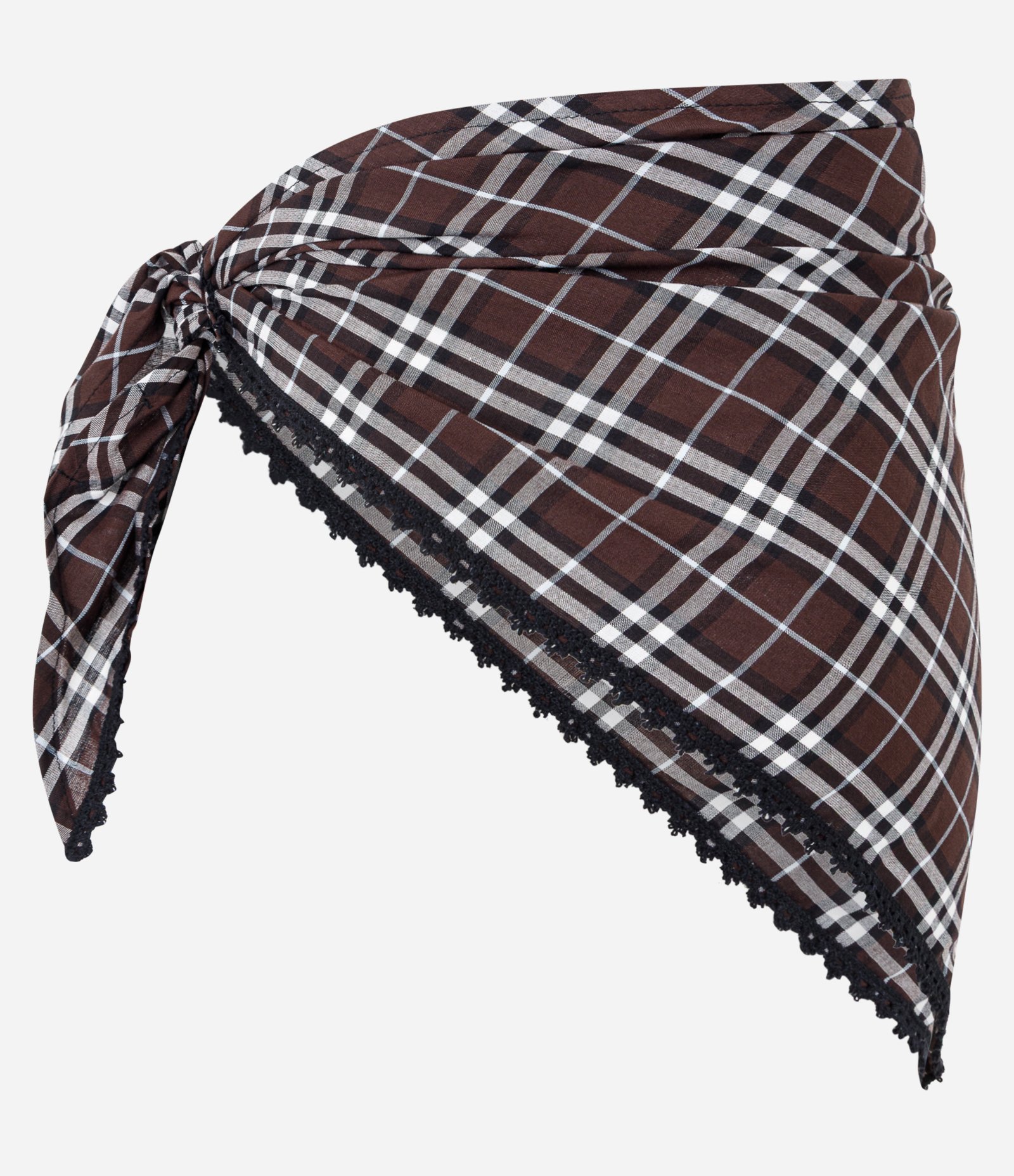 Lenço Triangular em Flanela com Estampa Xadrez Marrom 4