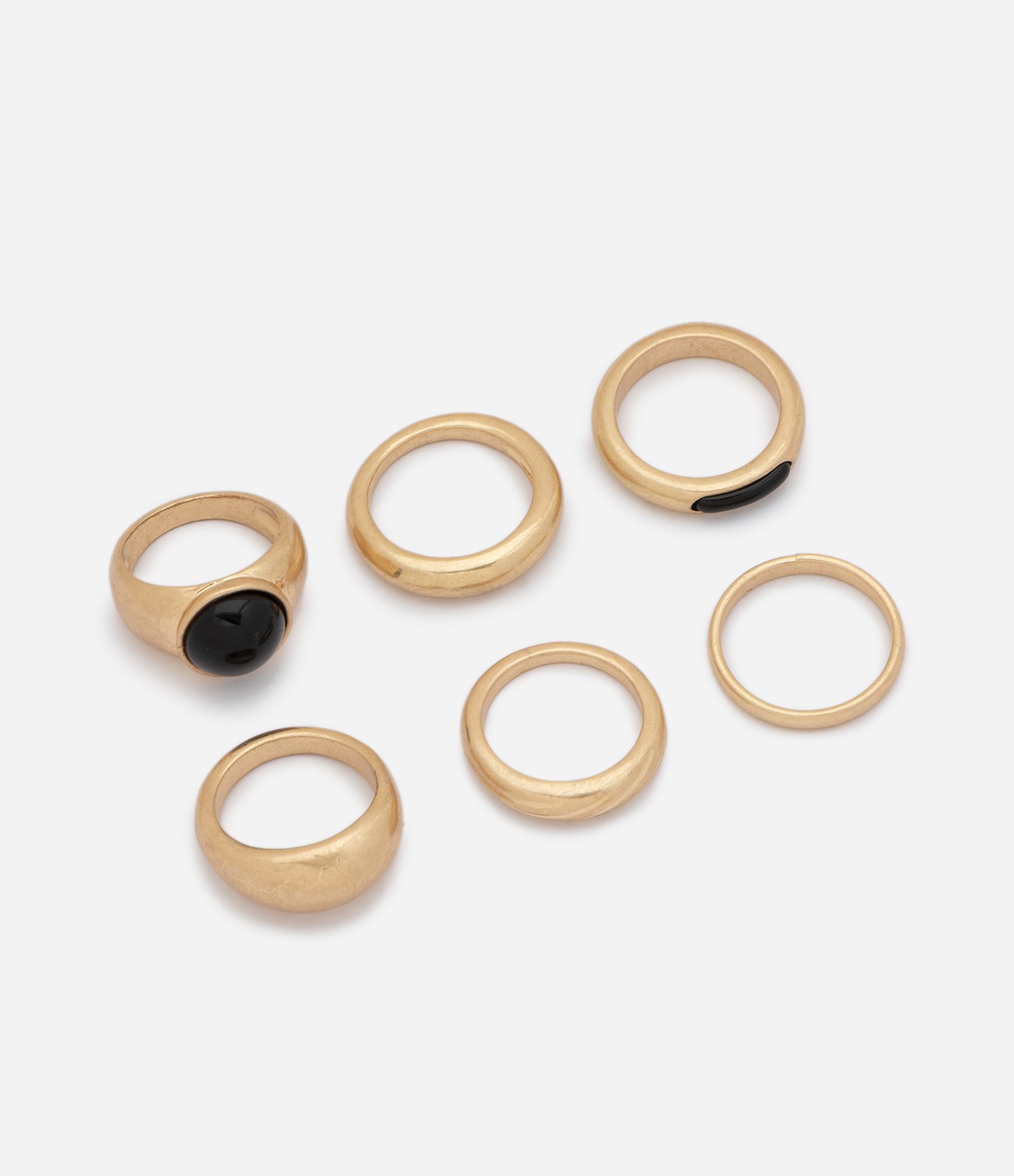 Kit de 06 Anéis com Detalhes em Resina Dourado 3
