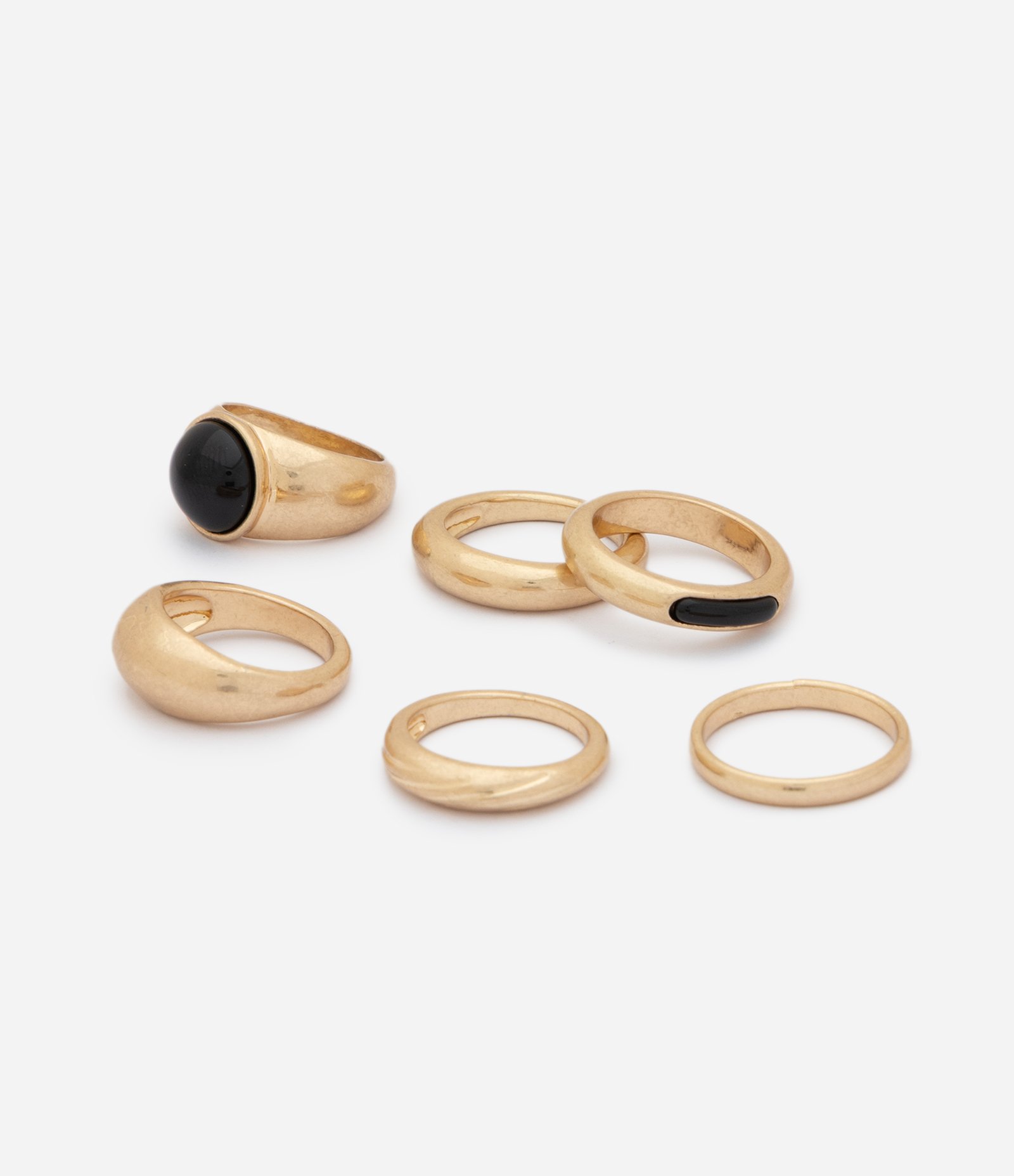 Kit de 06 Anéis com Detalhes em Resina Dourado 2
