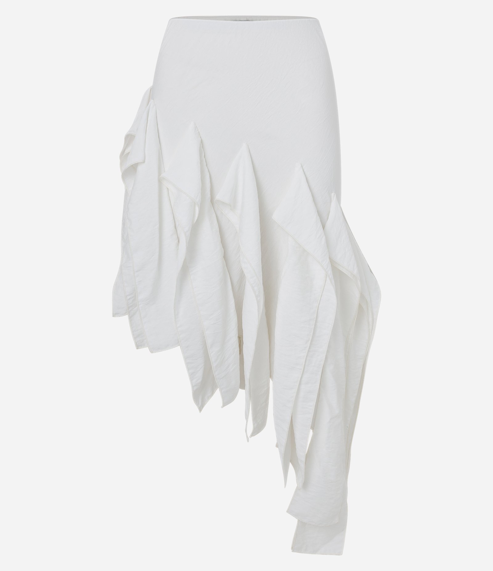 Saia Assimétrica em Viscose com Babados Branco 5