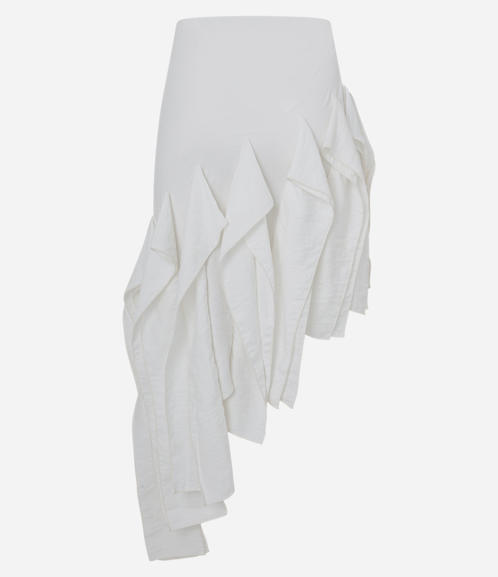 Saia Assimétrica em Viscose com Babados Branco 6