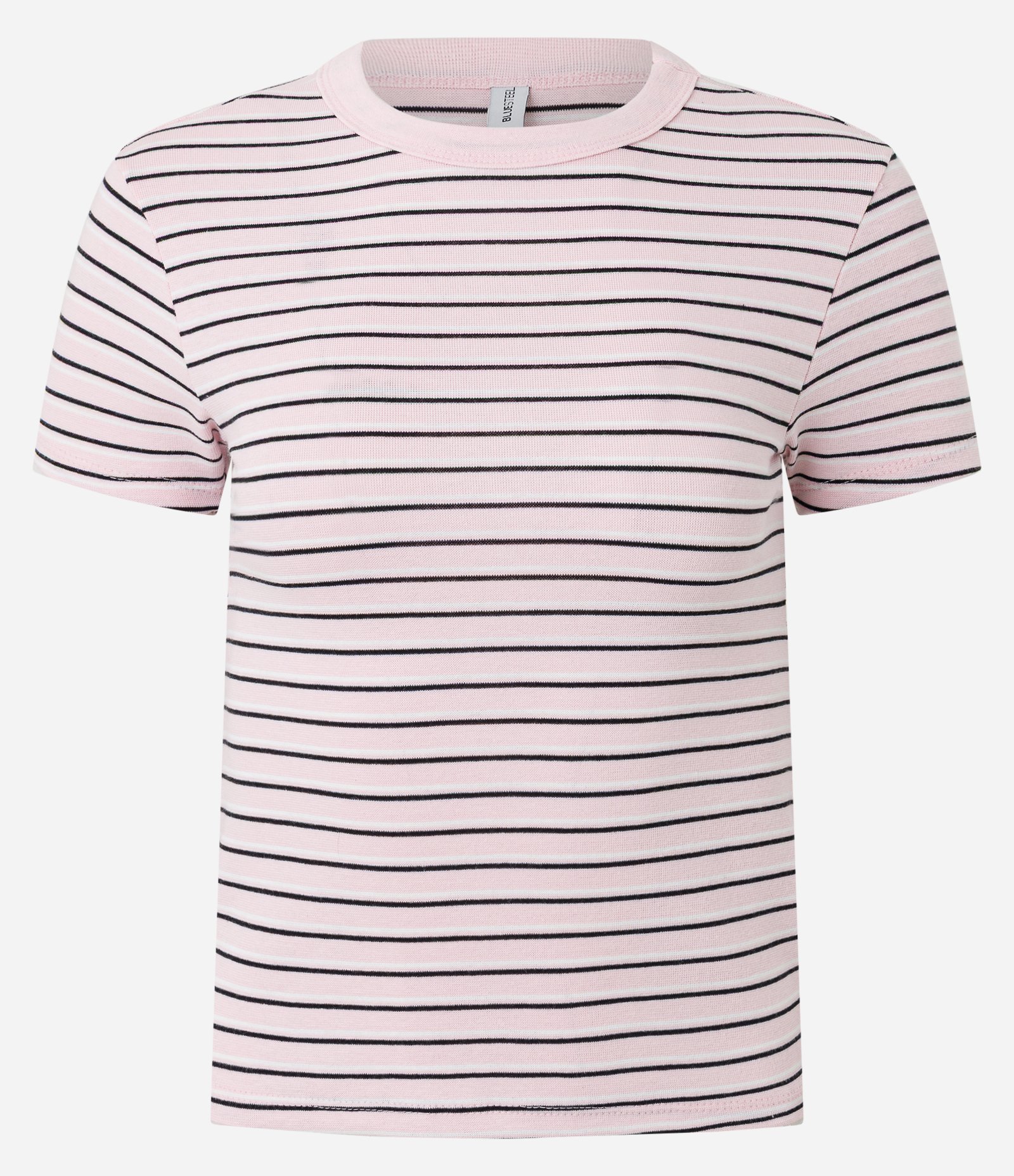 Blusa em Ribana com Estampa Listrada Rosa 1
