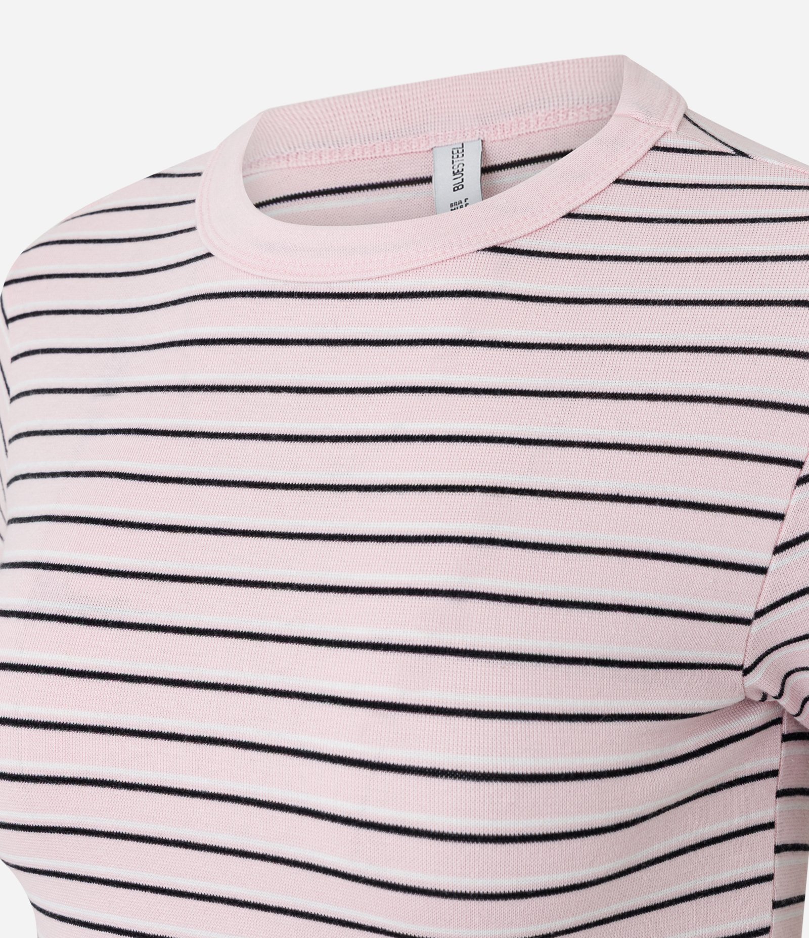Blusa em Ribana com Estampa Listrada Rosa 2