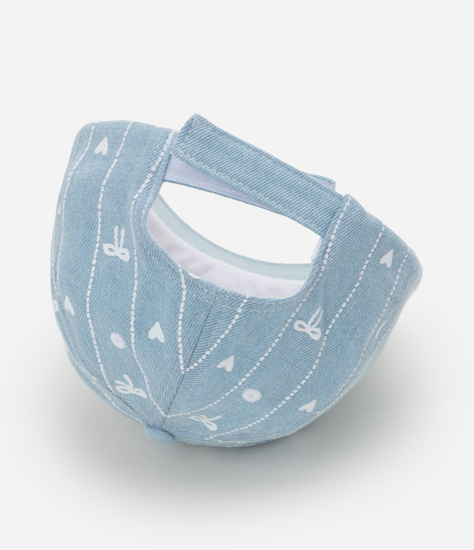Boné Infantil em Jeans com Estampa de Laços - Tam U Azul 3